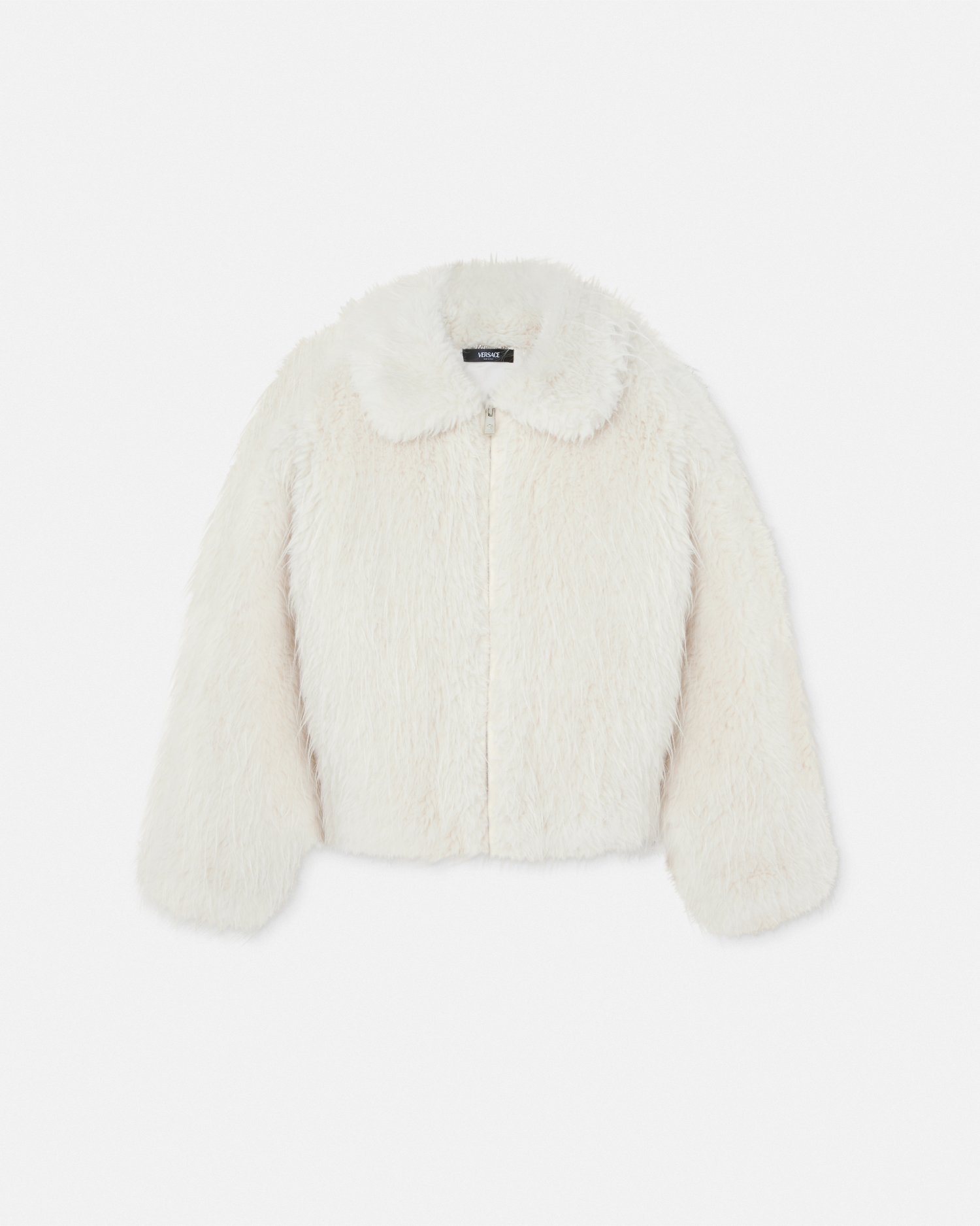 Versace Alpaca-wool Faux-fur Bomber Jacket In White