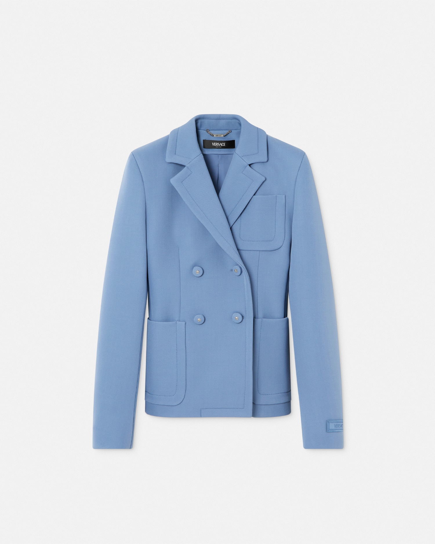 Versace Double-breasted Blazer In Bleu Clair