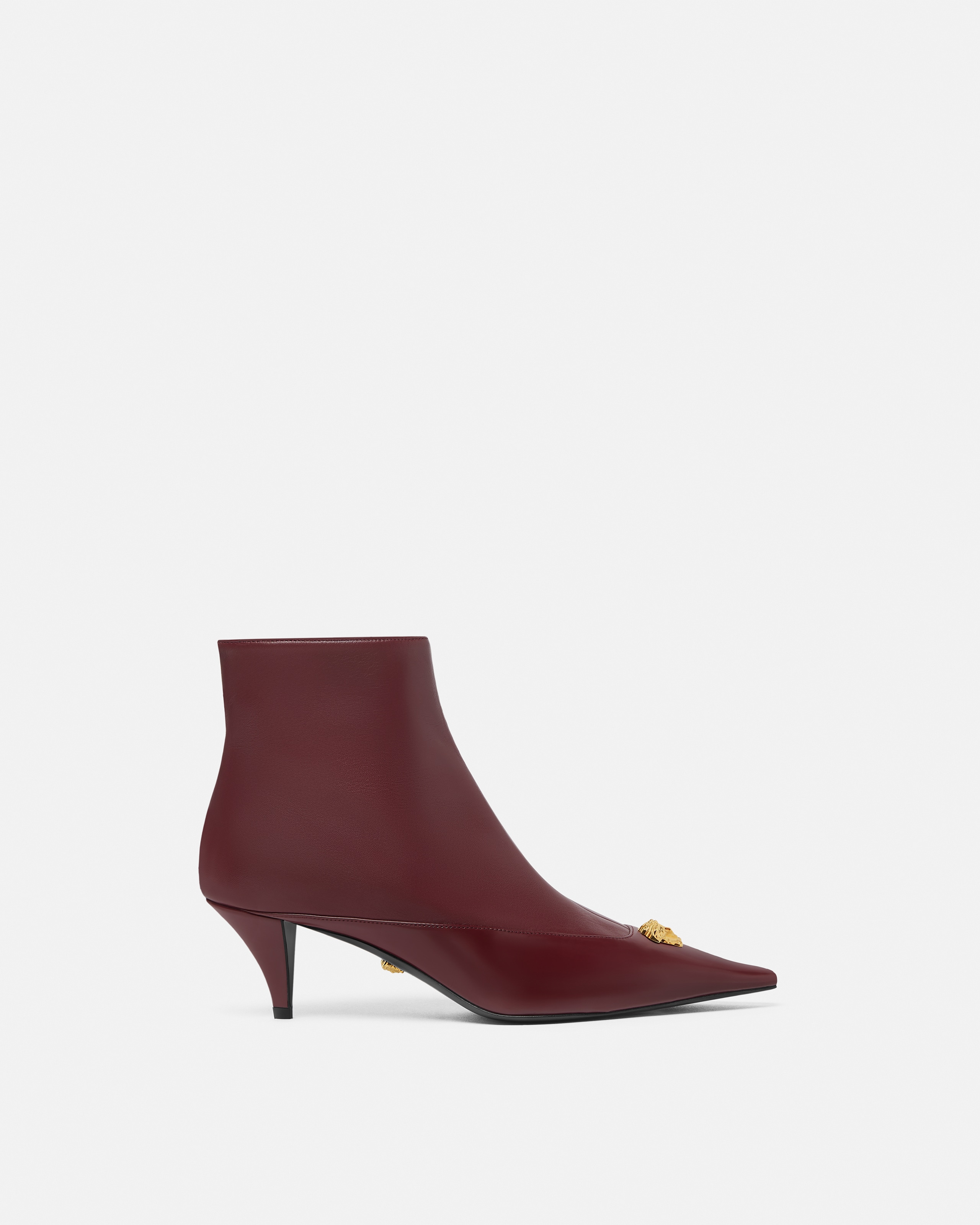 Versace La Medusa Ankle Boots In Burgundy