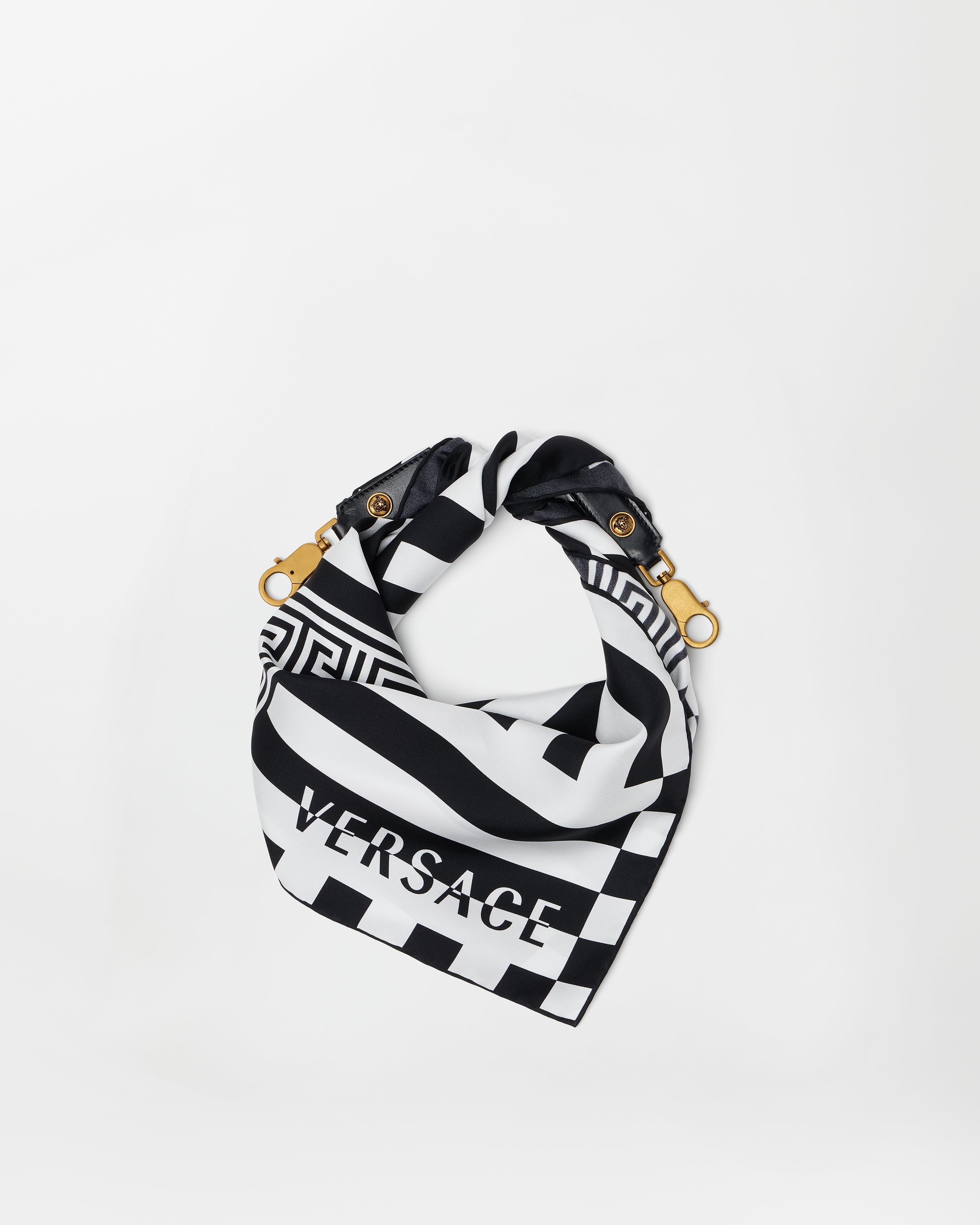 Versace Breloque Foulard En Soie Imprimée 55 Cm In Black