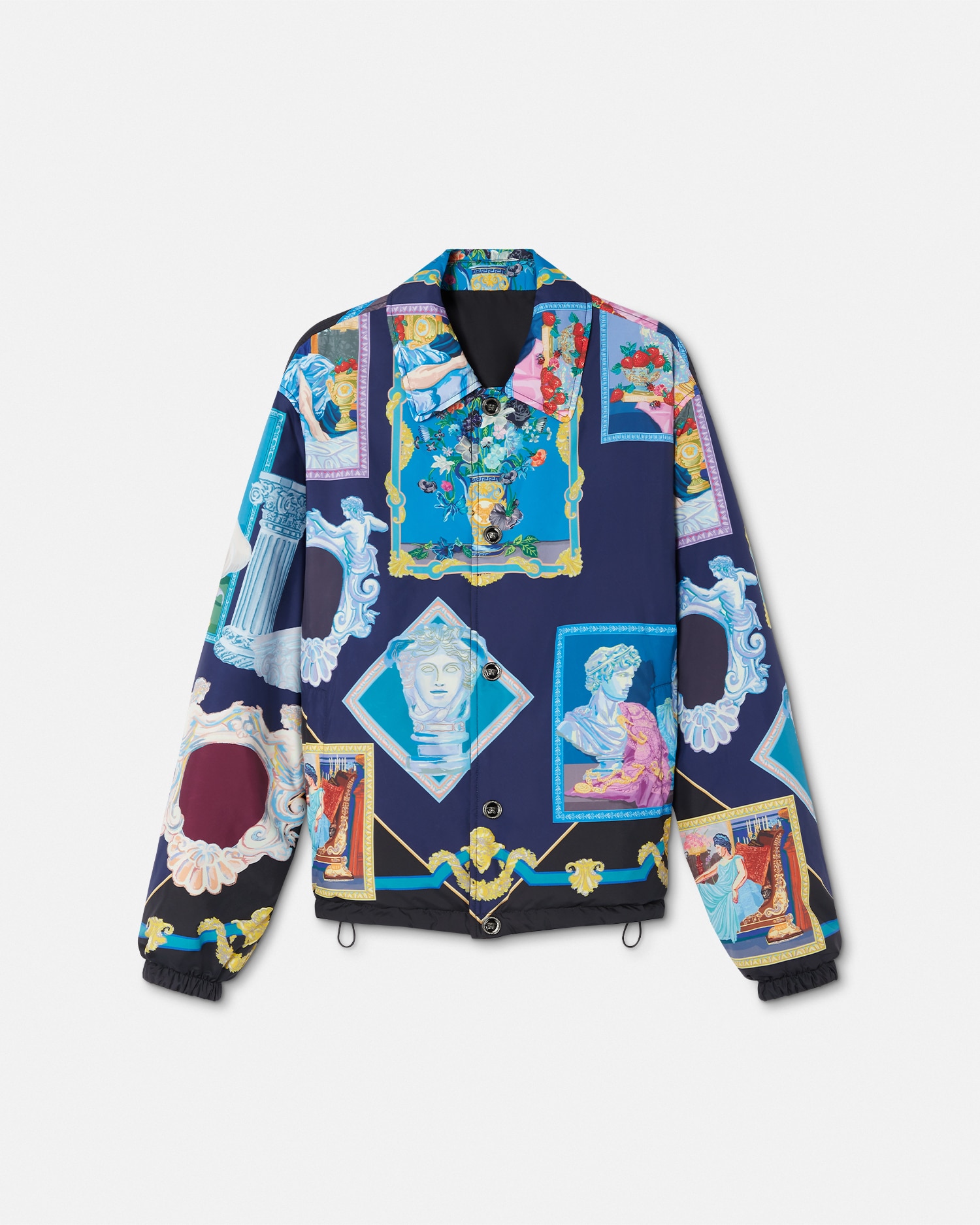 Versace Graphic-print Shirt Jacket In Blue+print