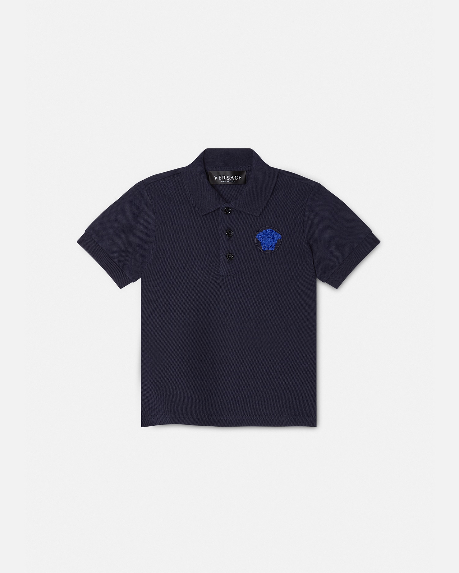 Versace Kids' Medusa Embroidered Baby Polo Shirt In Black+blue