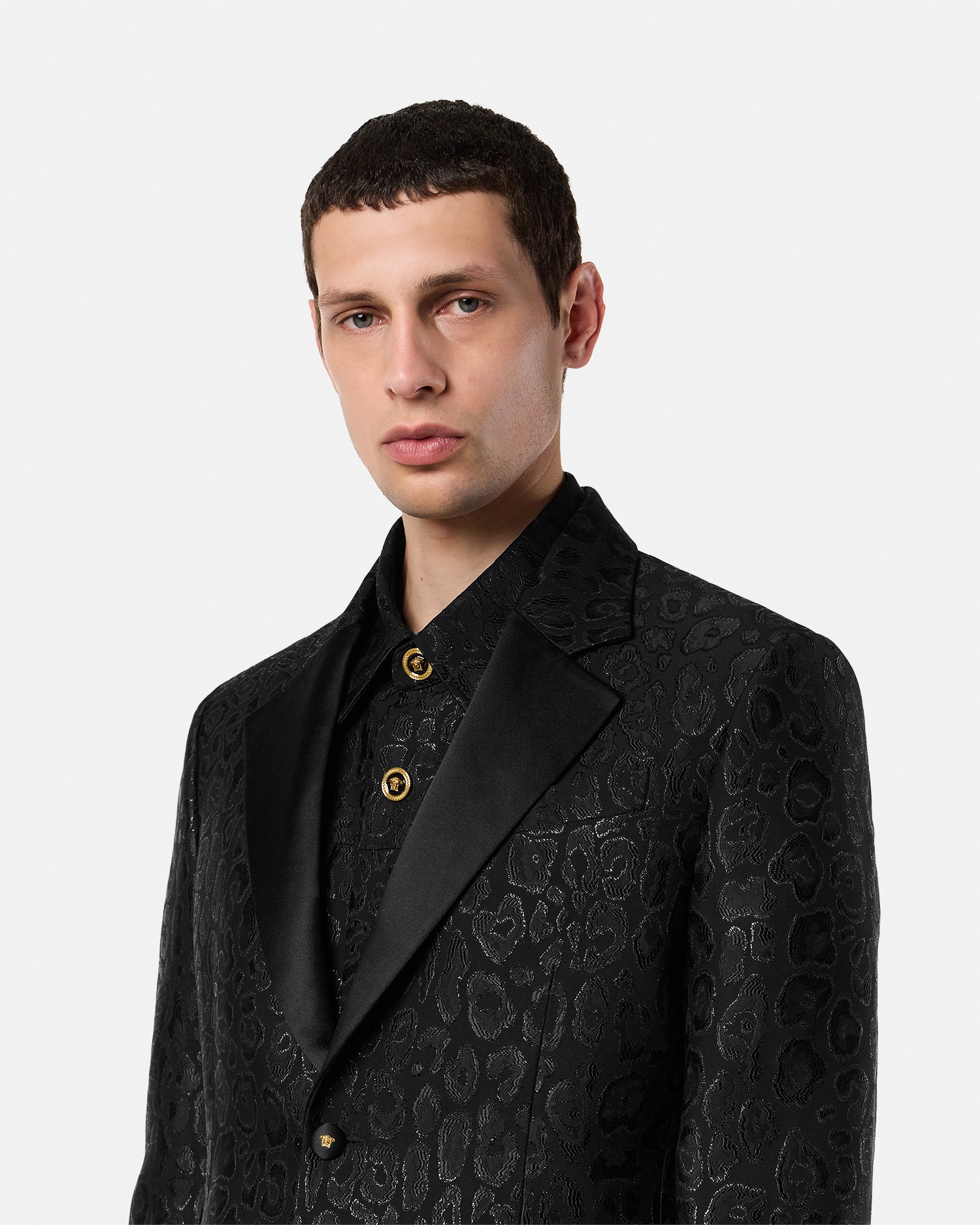 Leopard Jacquard Single-Breasted Blazer