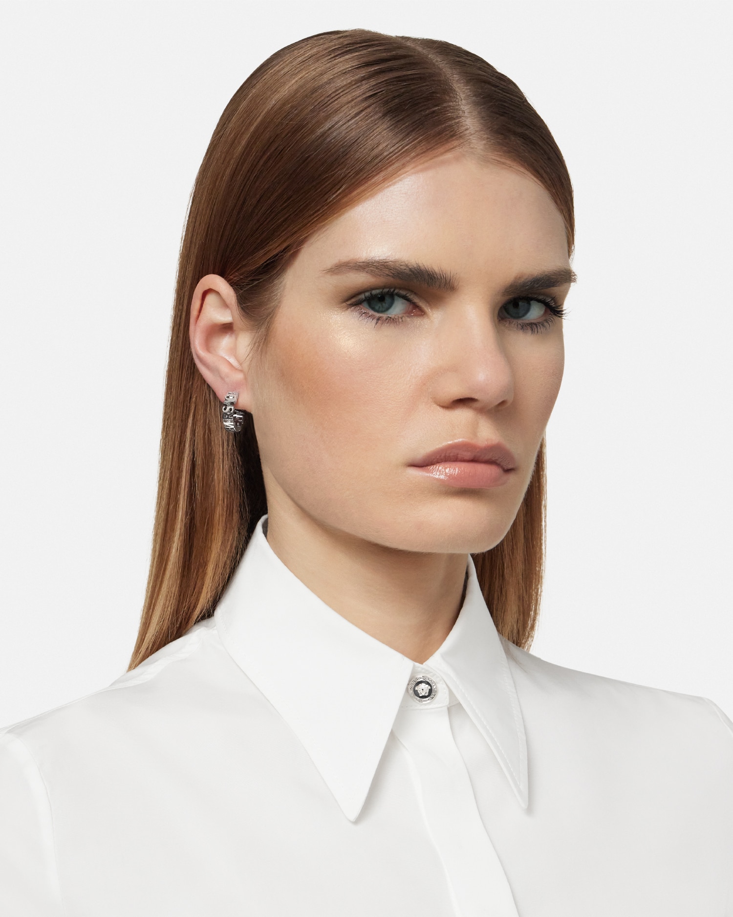 Versace Logo Hoop Earrings | VERSACE US