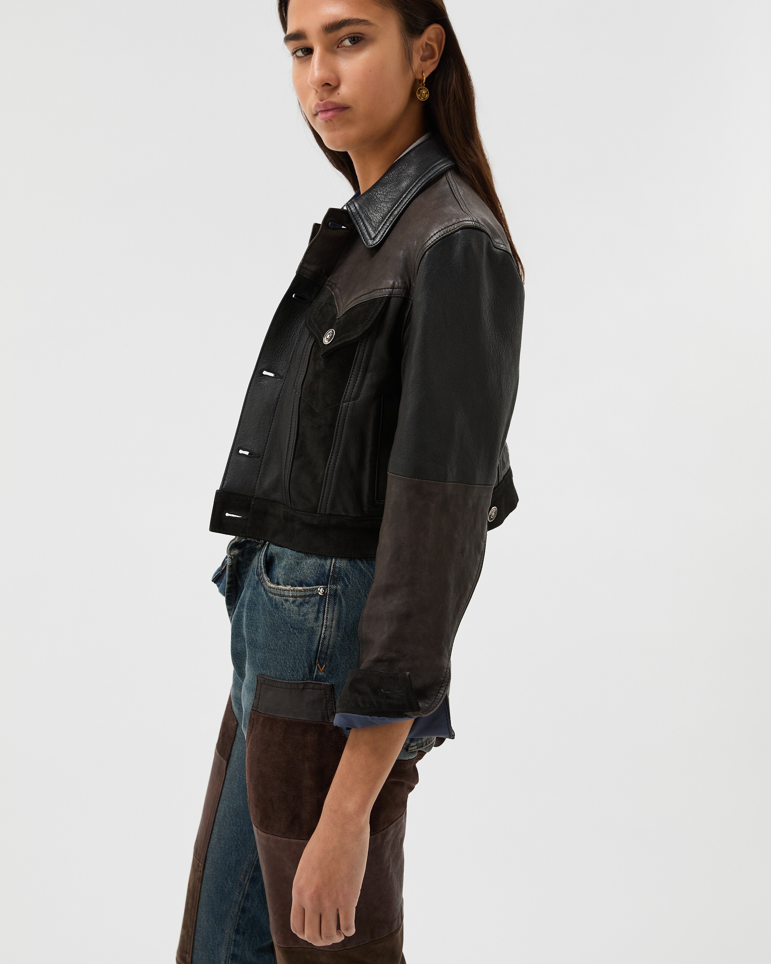 Leather Slim Blouson Black | VERSACE US