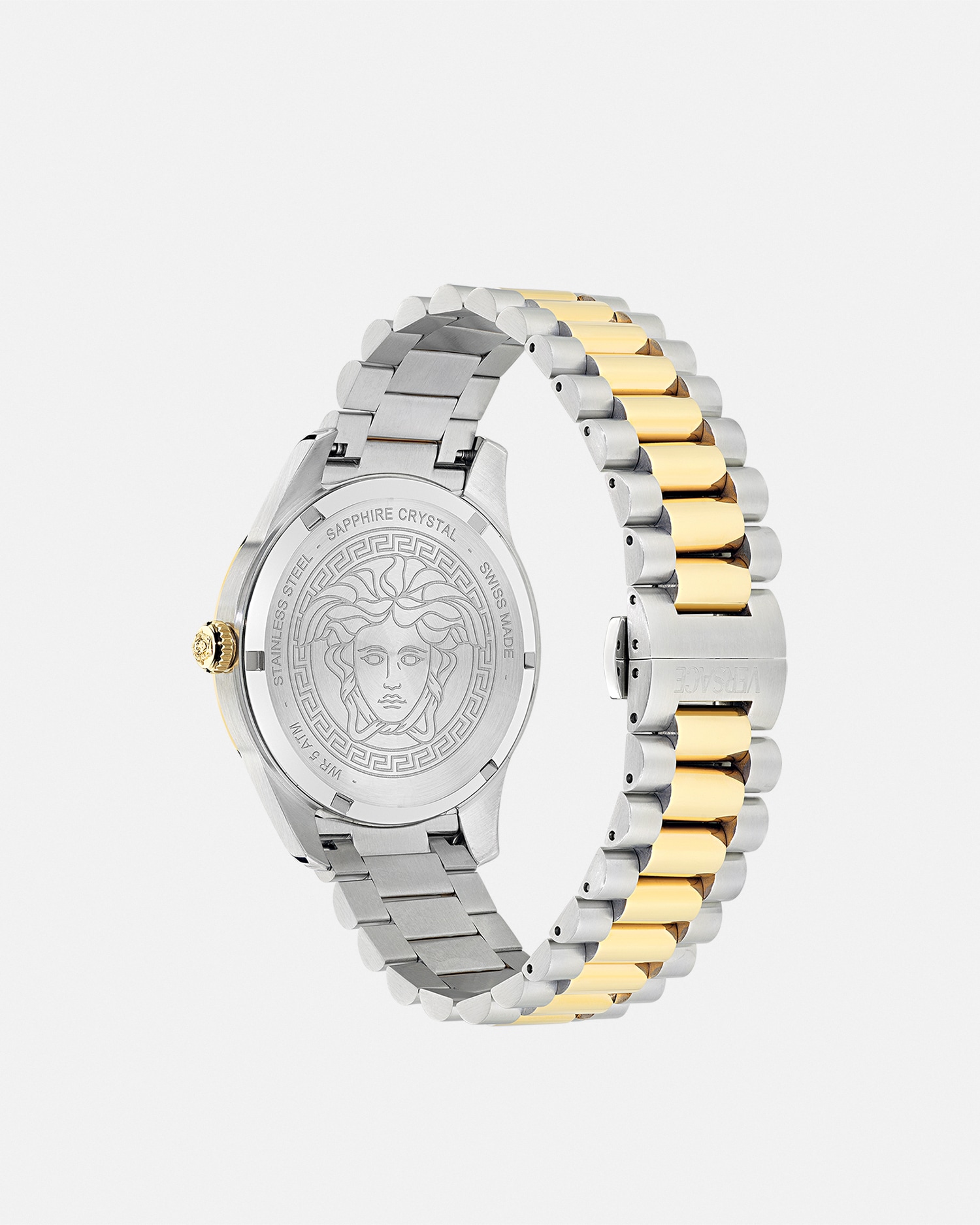 Versace Greca Gmt Fluted 41mm In Gold