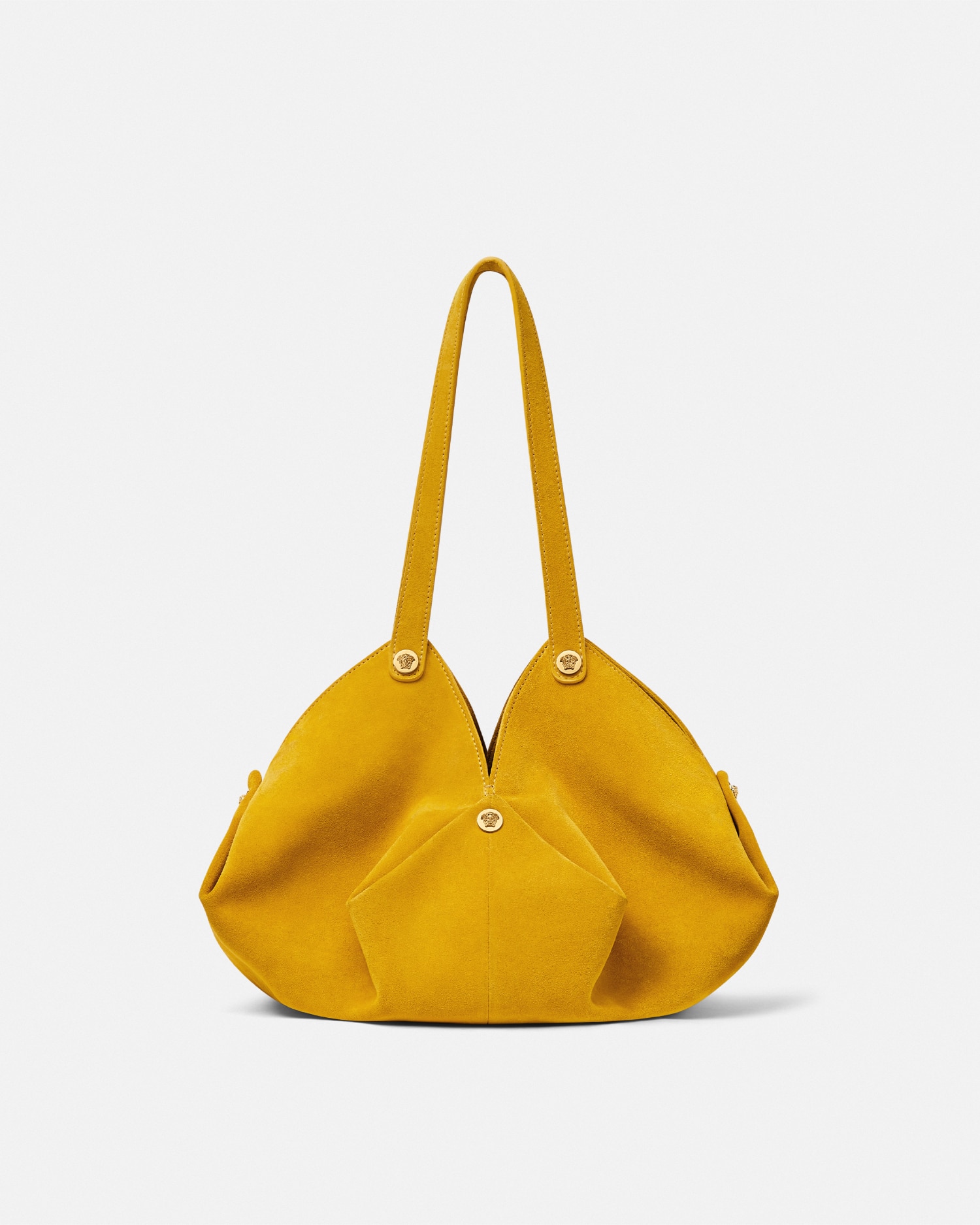 Versace Protea Suede Shoulder Bag In Yellow