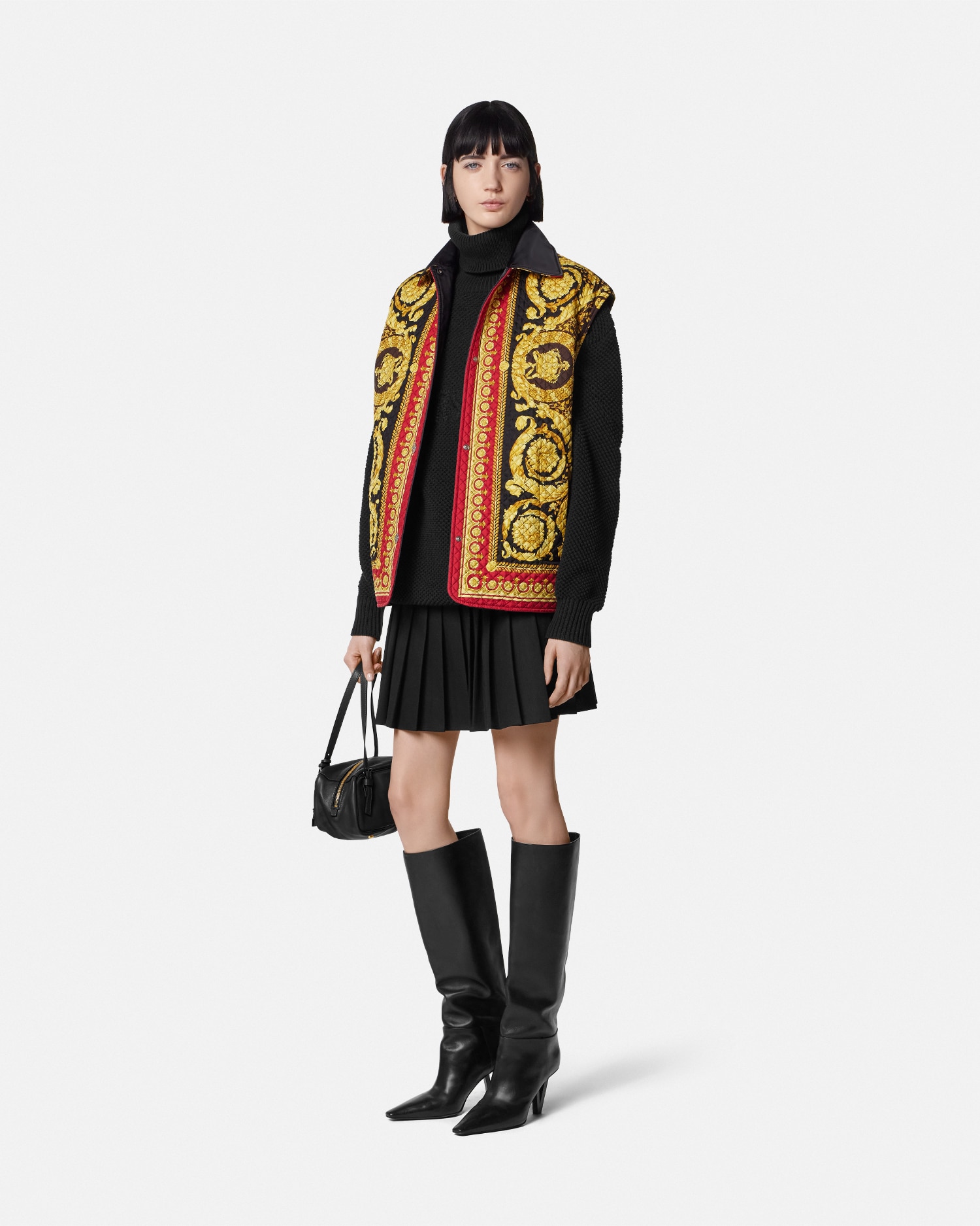 Versace Pleated Mini Skirt In Black