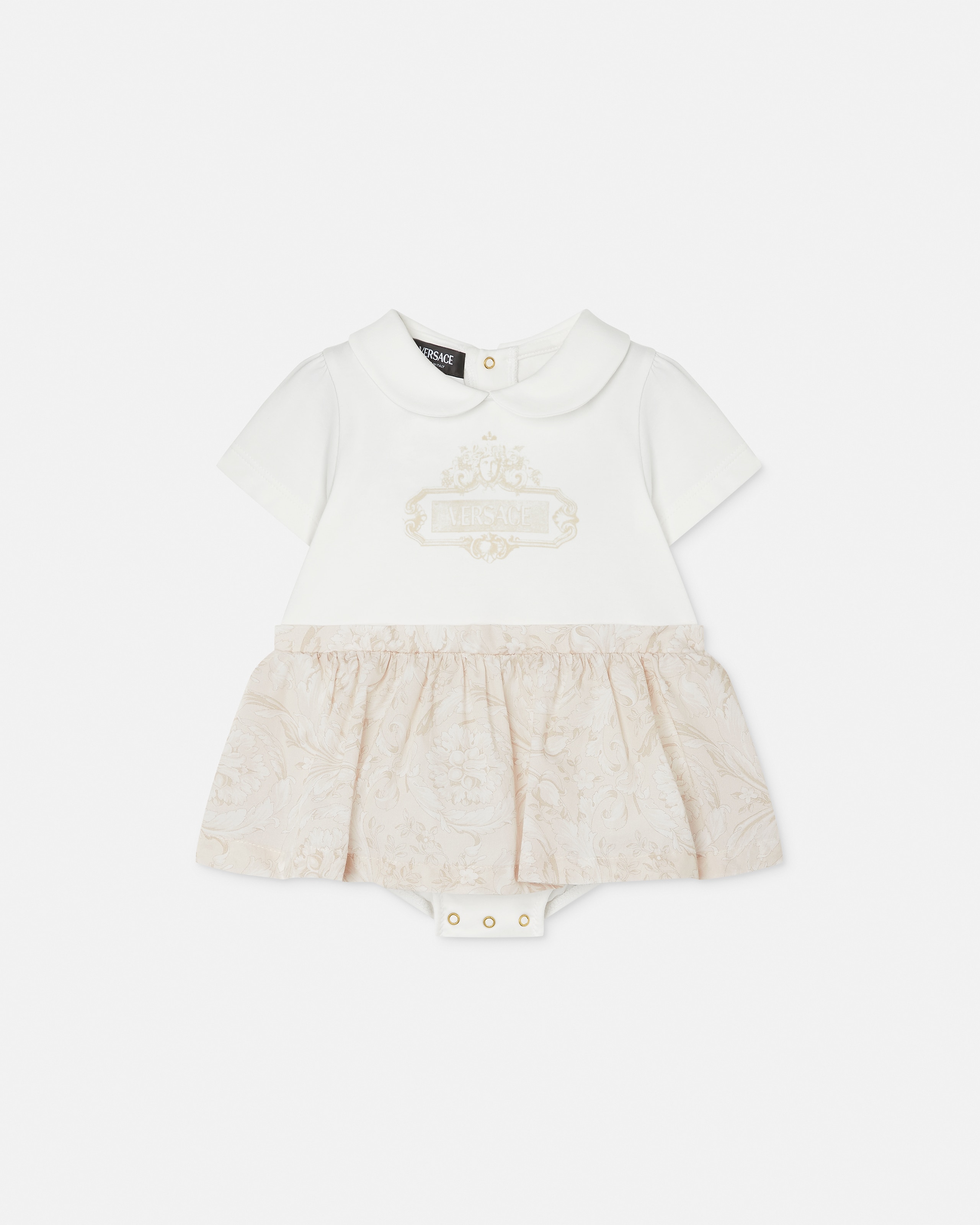 Versace Kids Printed Cotton T-shirt Dress In Neutral