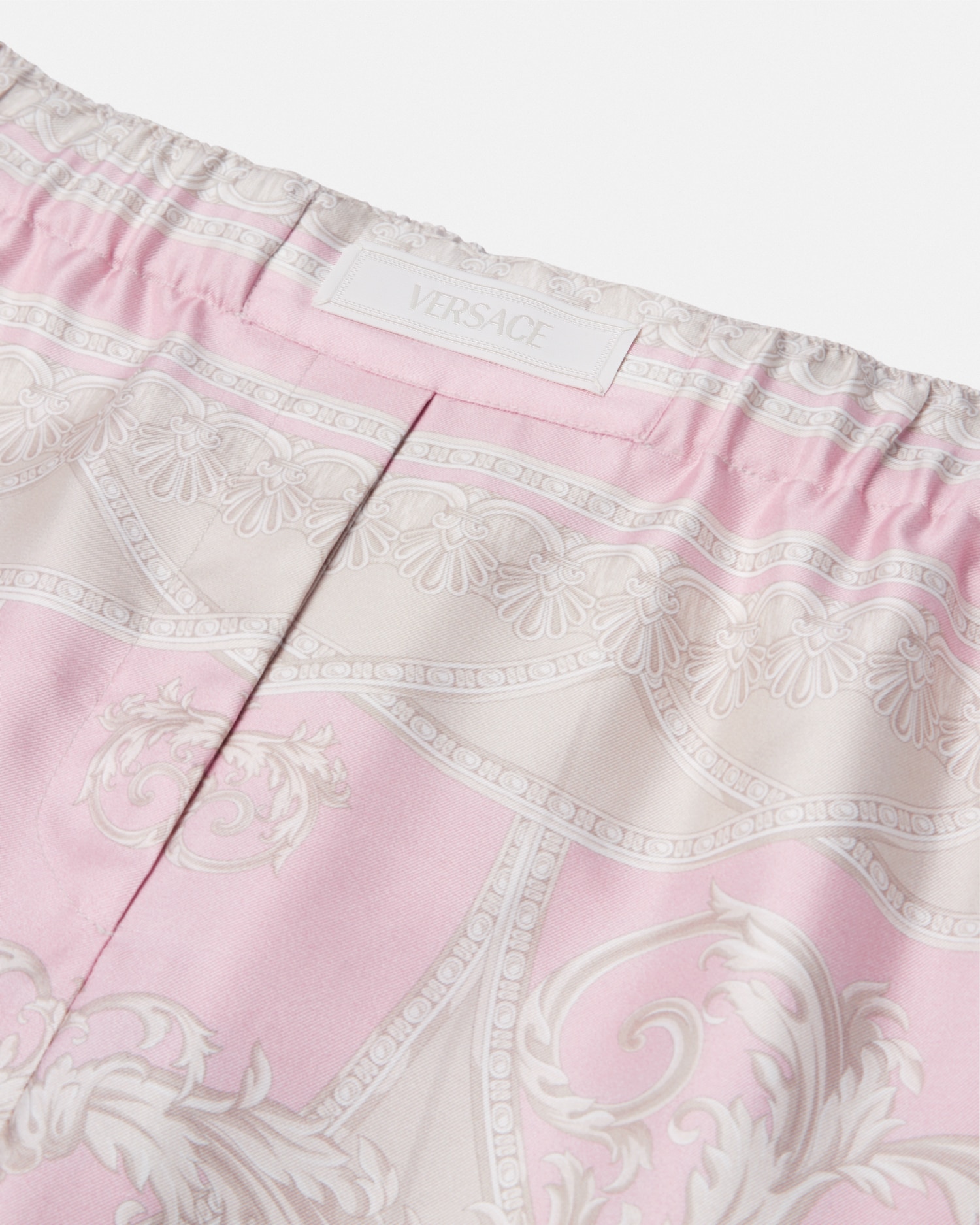 Versace La Coupe Des Dieux Pantalon En Soie In Rose+imprimer