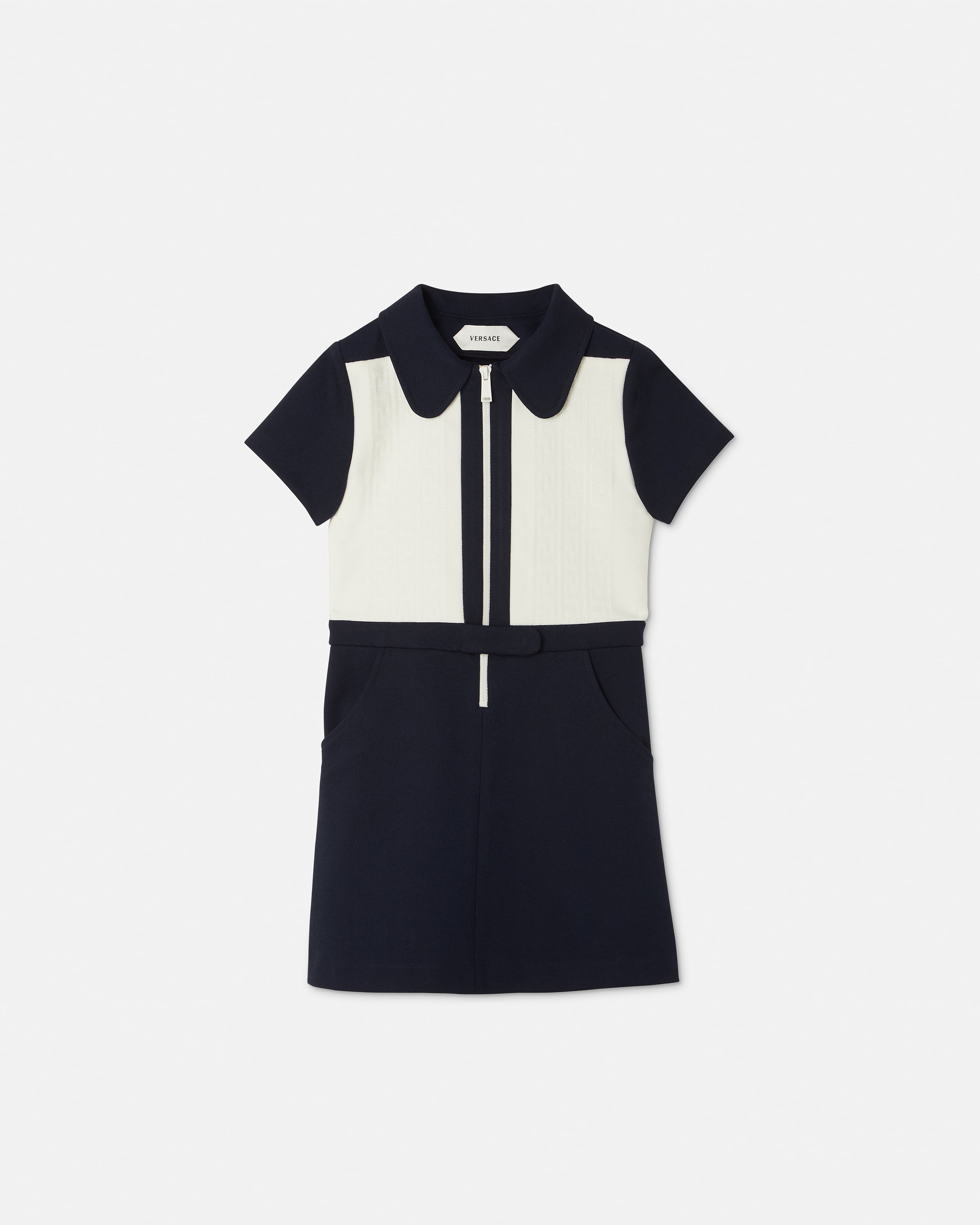 Versace Robe Polo En Maille Au Point Milano Kids In Blue