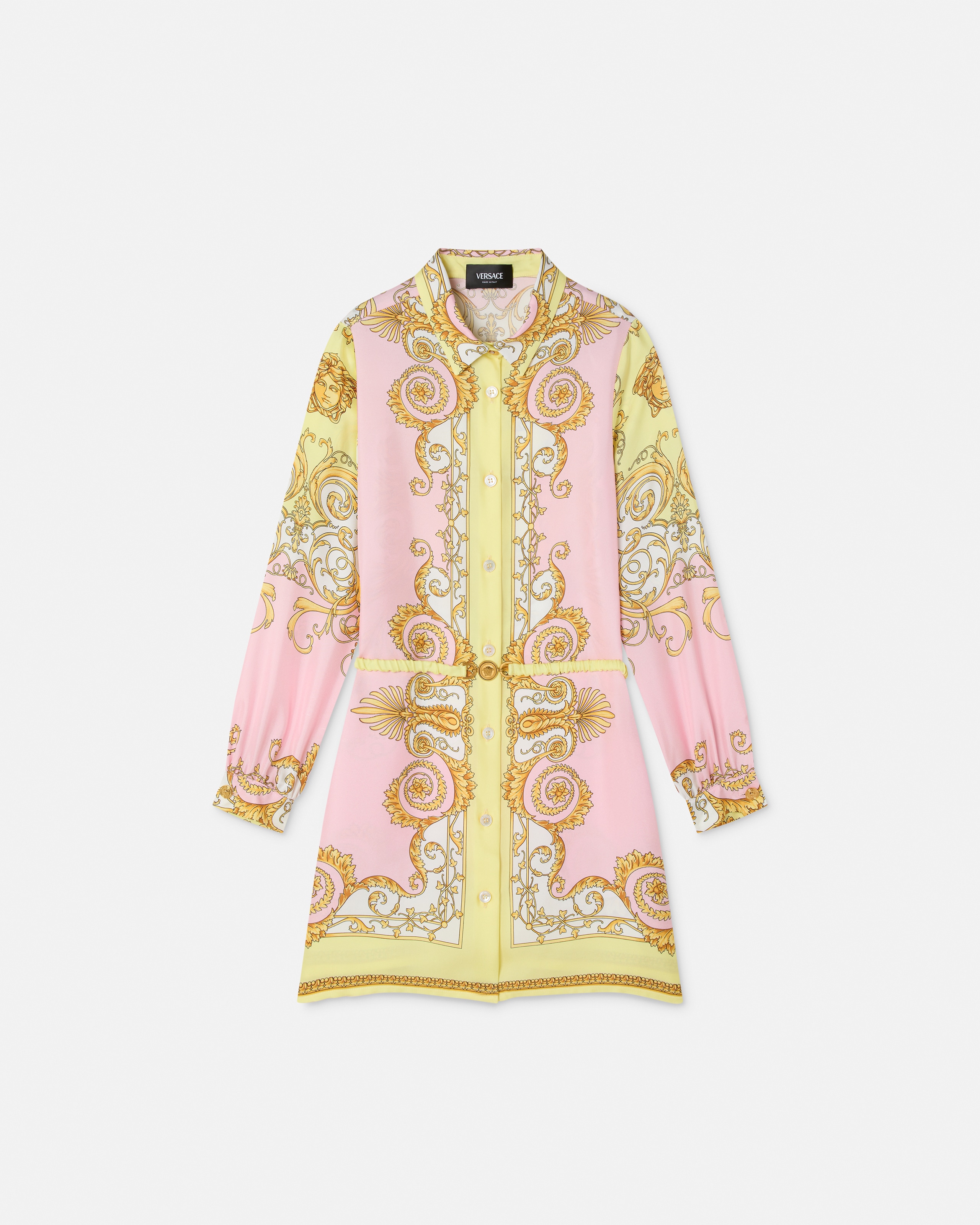 Versace Robe-chemise Imprimée En Sergé De Soie Kids In Pink