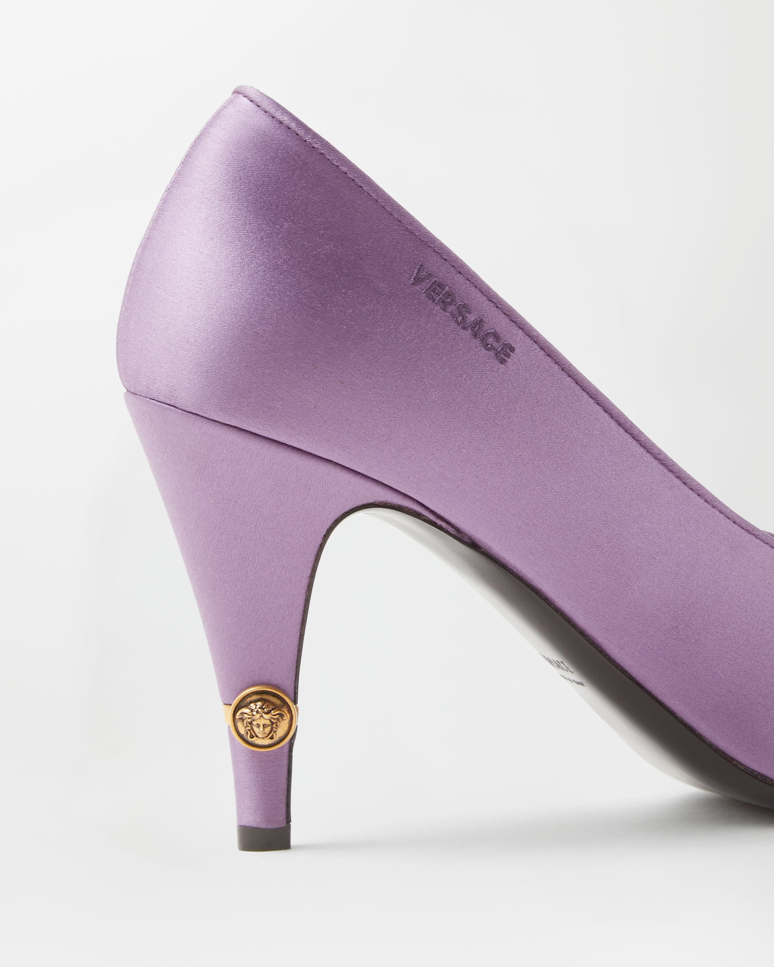 Gianni Satin Pumps 90 mm Purple | VERSACE US