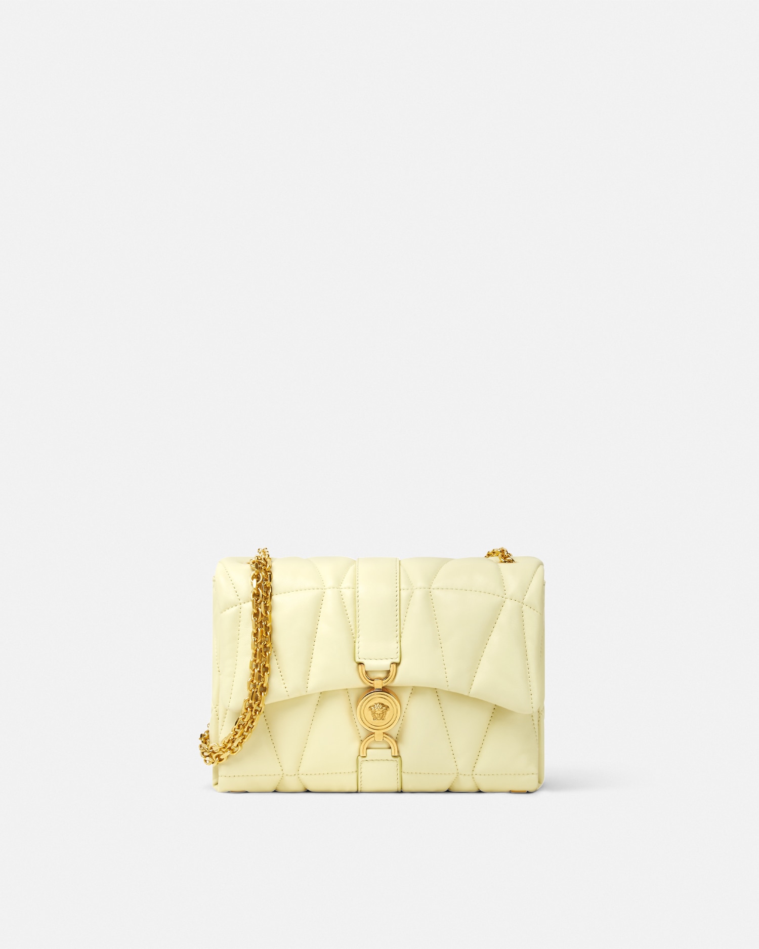 Versace Kleio Quilted Shoulder Bag In Yellow