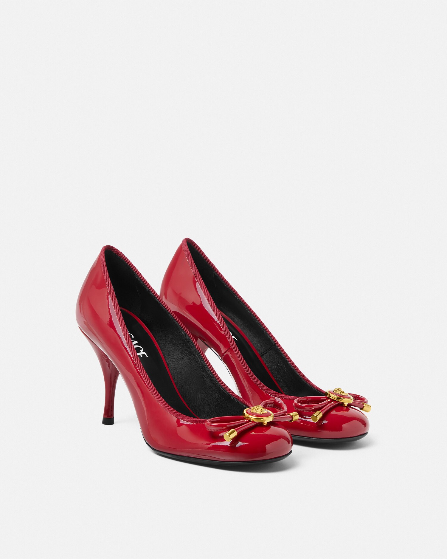 VERSACE OPERA BOW ESCARPINS VERNIS 85 MM 