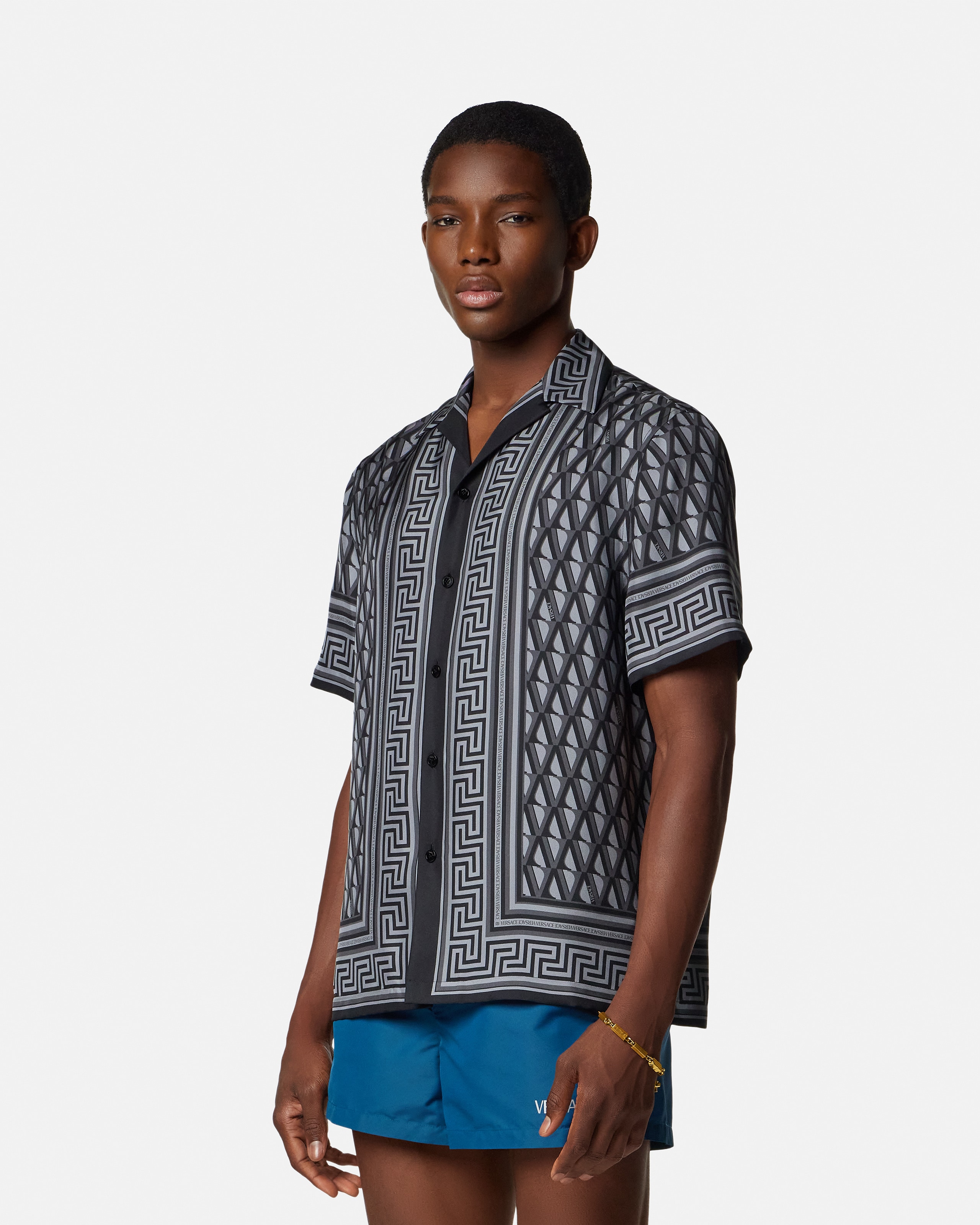 Printed Silk Twill Slim Shirt