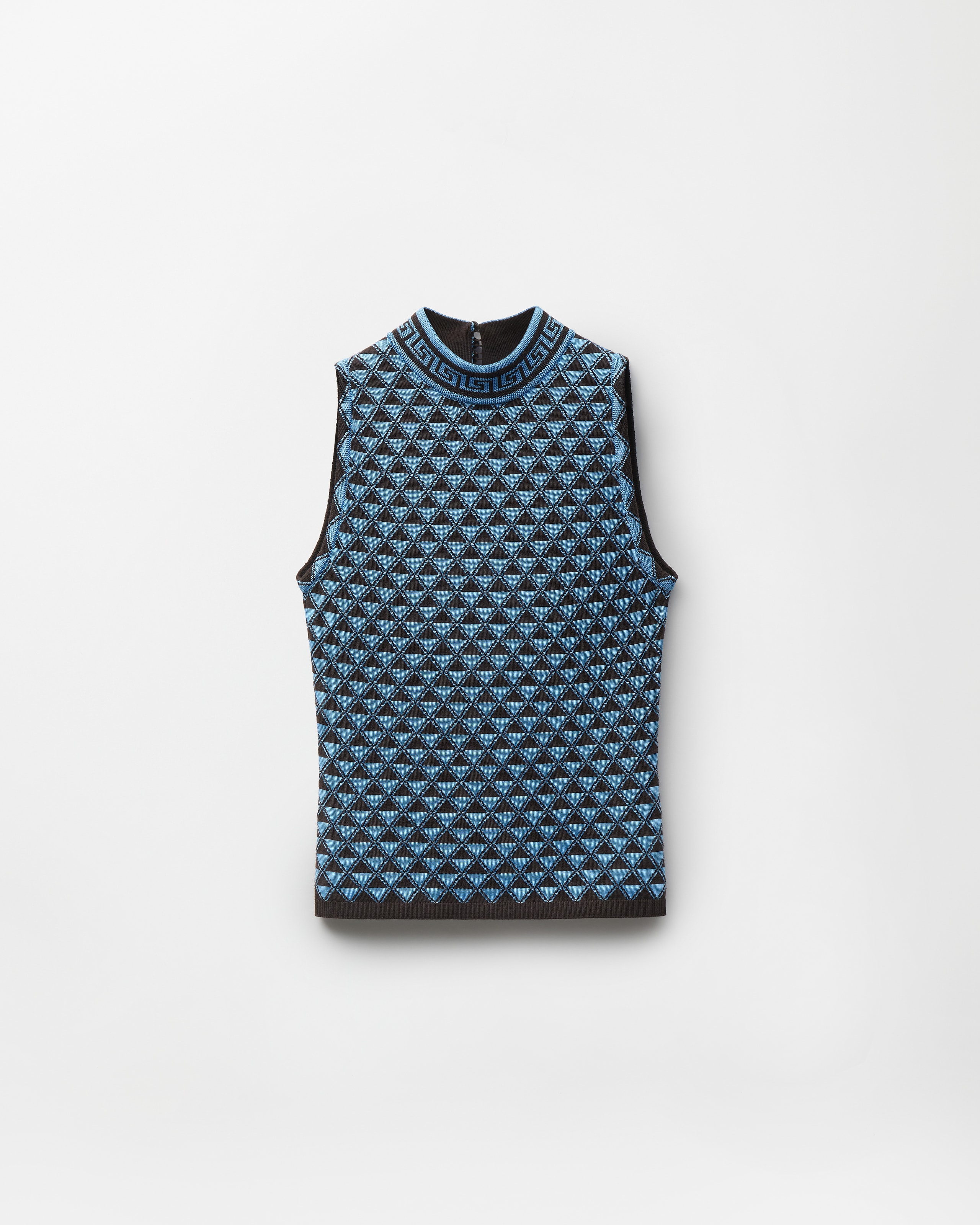 Versace Jacquard Wool & Viscose Knit Top In Brown+dv Blue