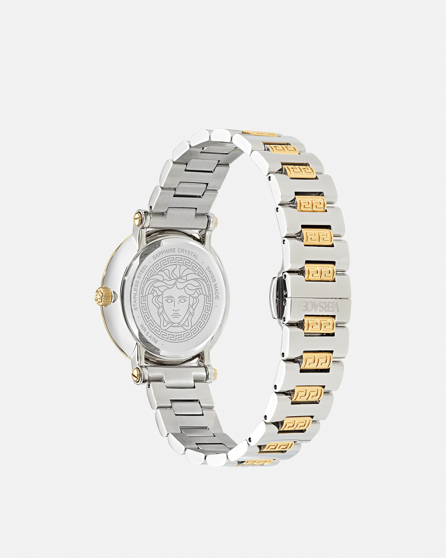 Versace Greca Sphere 35mm Watch In Silver+gold