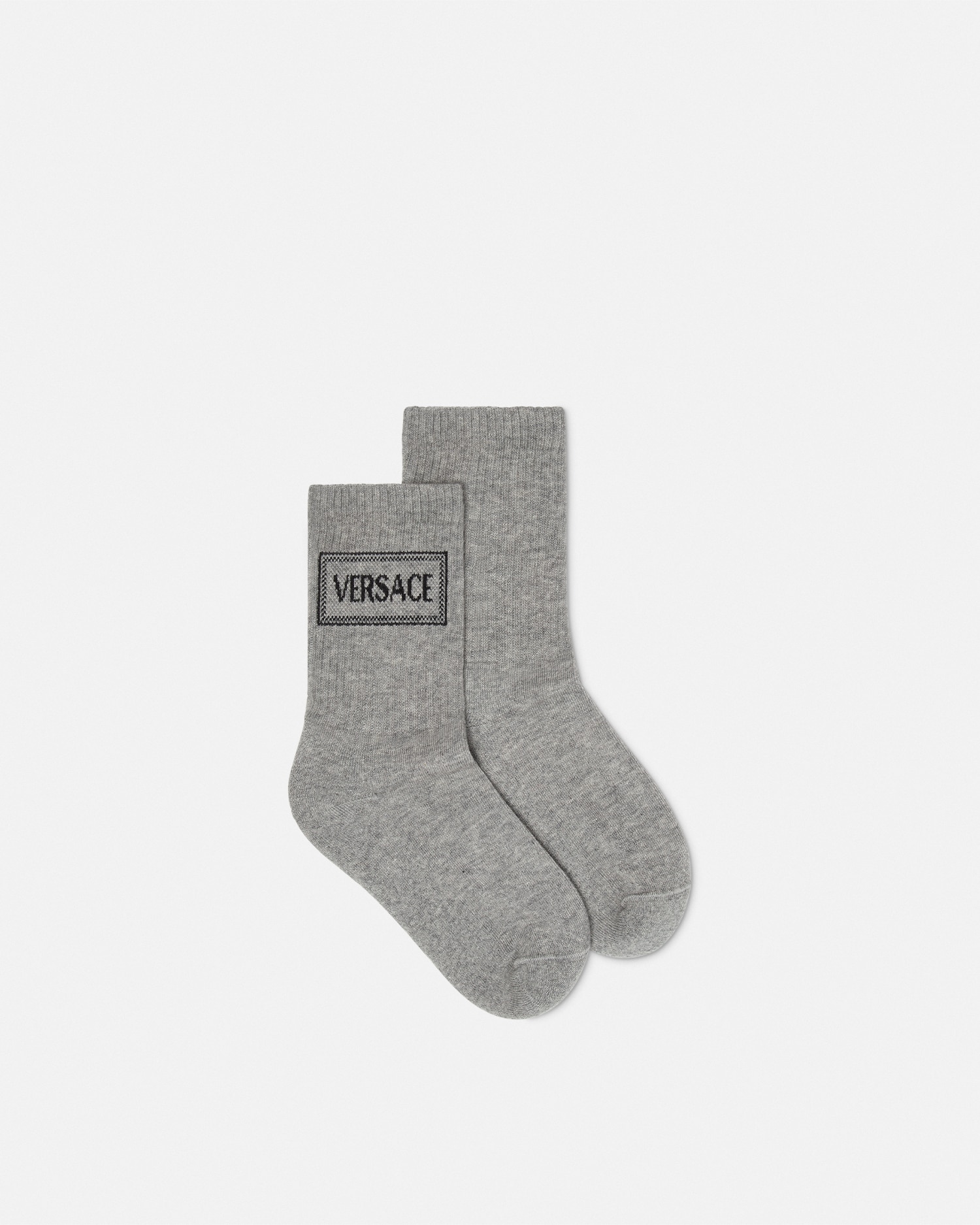 Versace 90s Vintage Logo Kids Socks In Gris