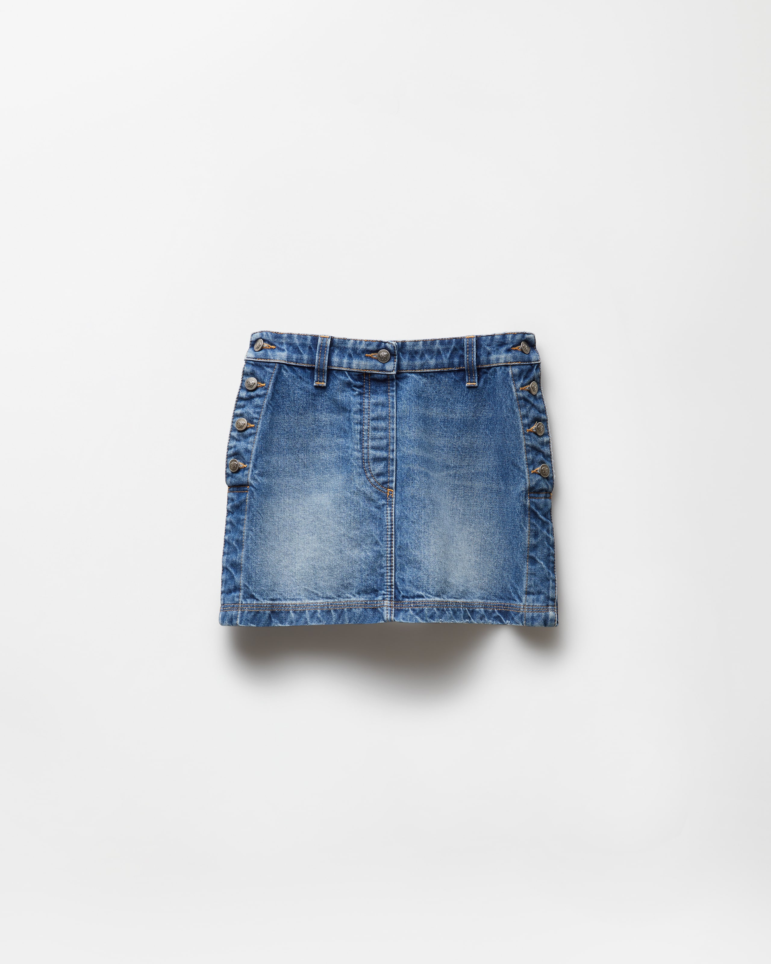 Versace Mini Jupe En Denim In Bleu