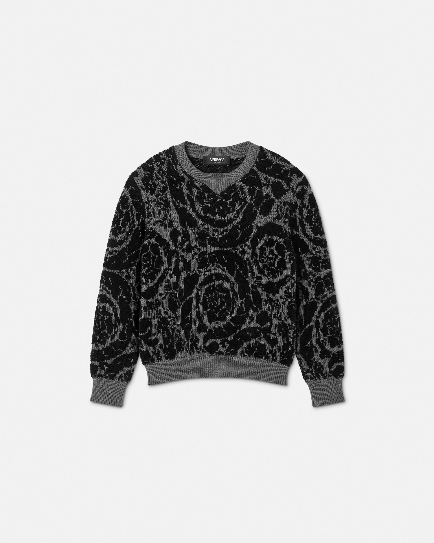 Versace Barocco Jacquards Kids Sweater In Gray