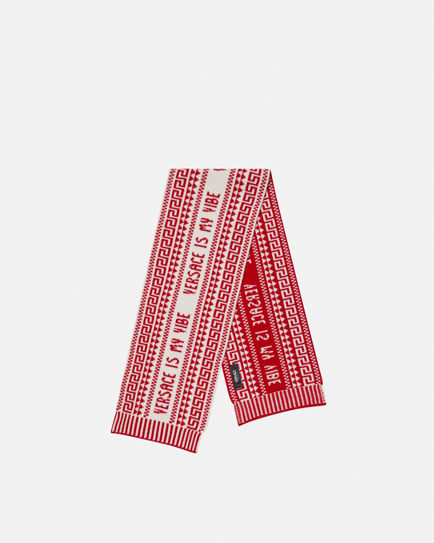 Versace Fair Isle Jacquard Knit Kids Scarf In Blanc