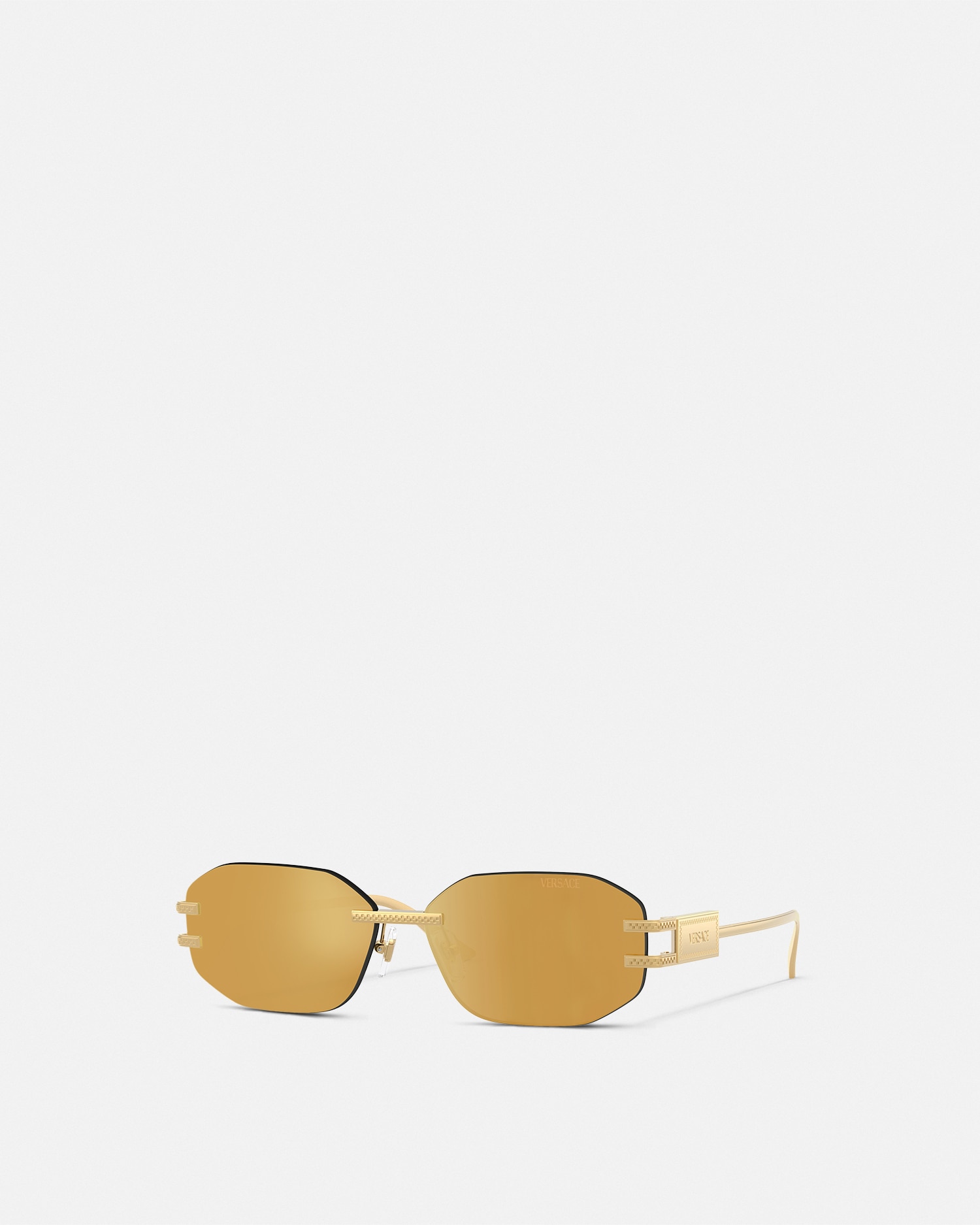 Versace Damier Plaque Sunglasses In Gold