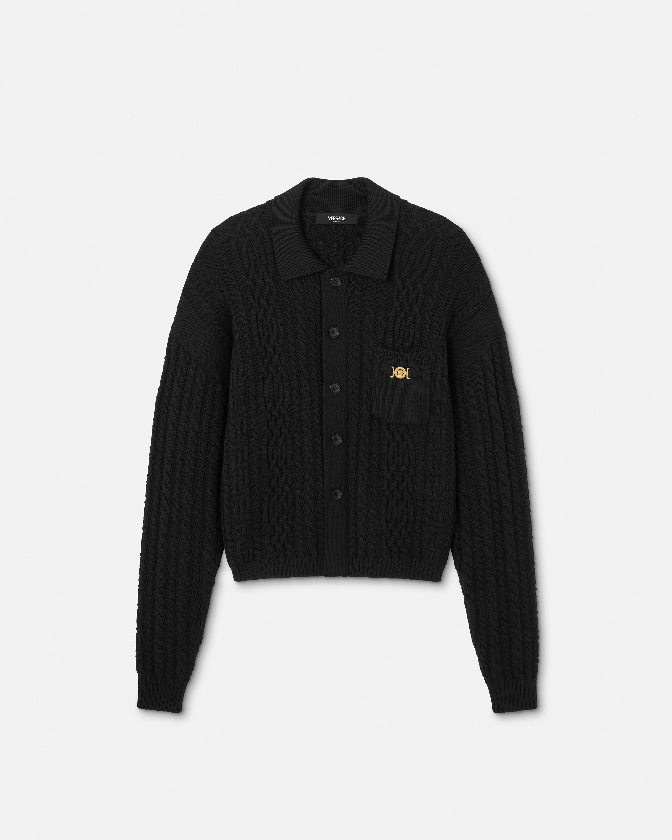 Mixed-Stitch Wool Knit Sweater