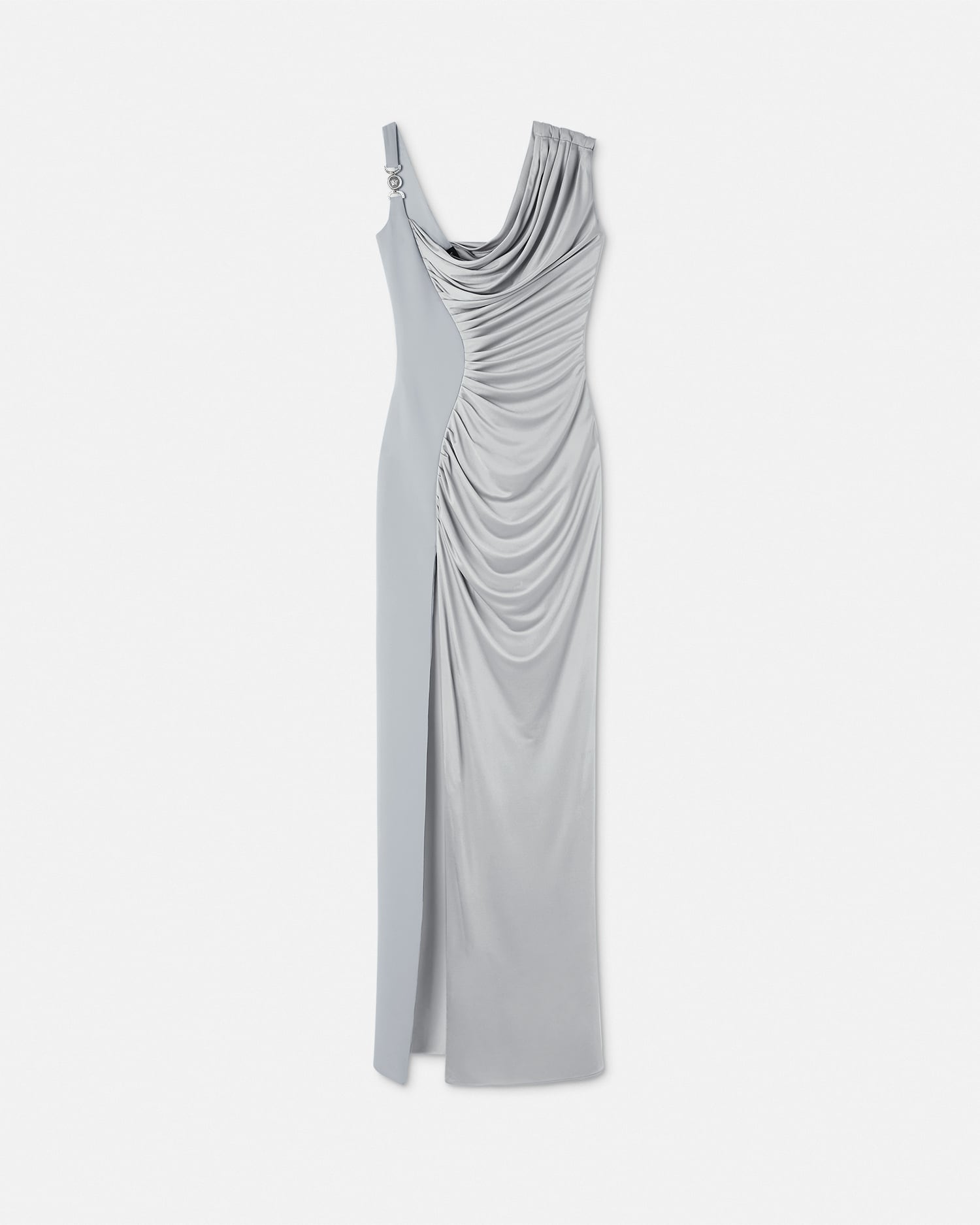Viscose Liquid Jersey Draped Gown White | VERSACE US