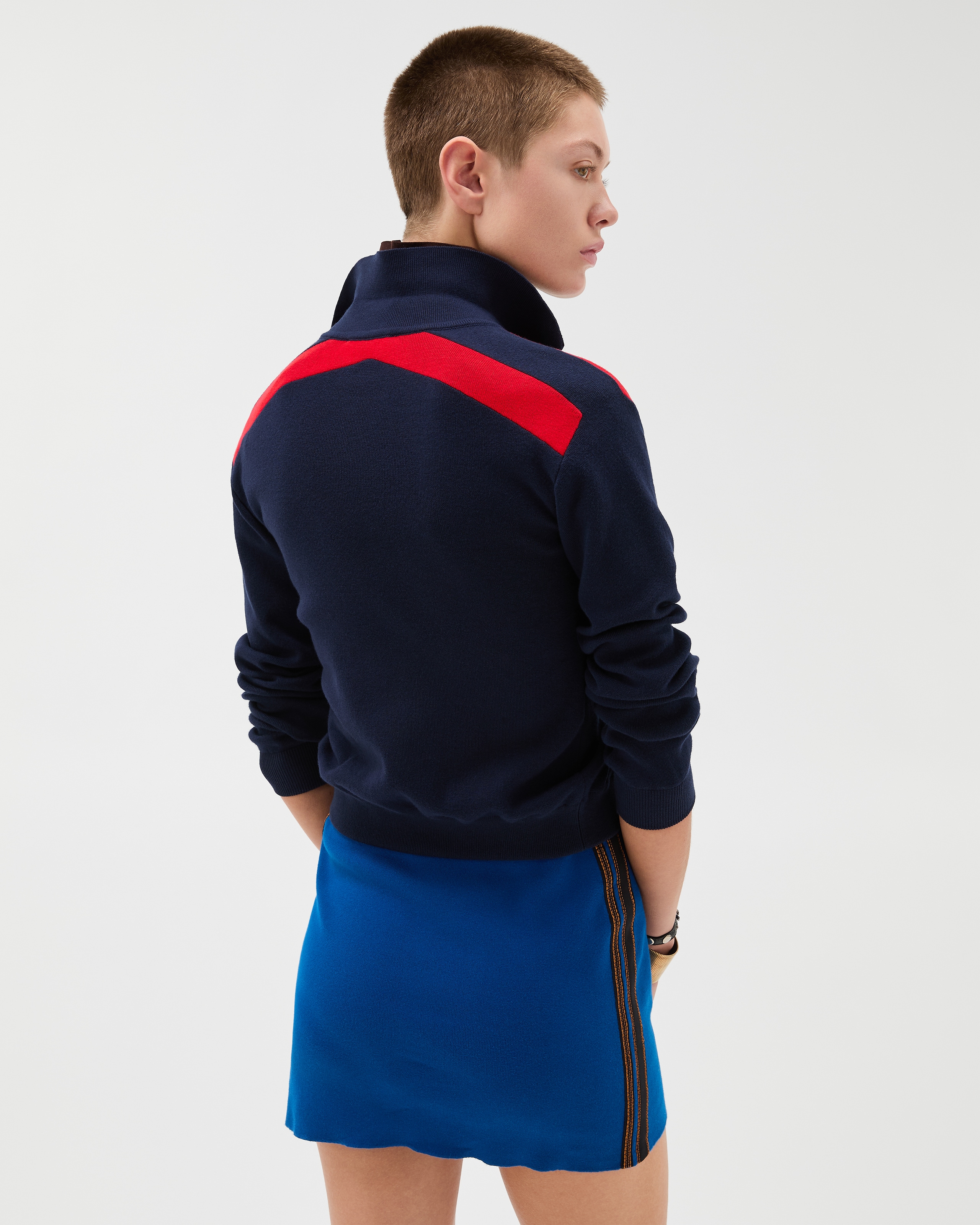 Cotton Knit Zip Cardigan Blue | VERSACE US