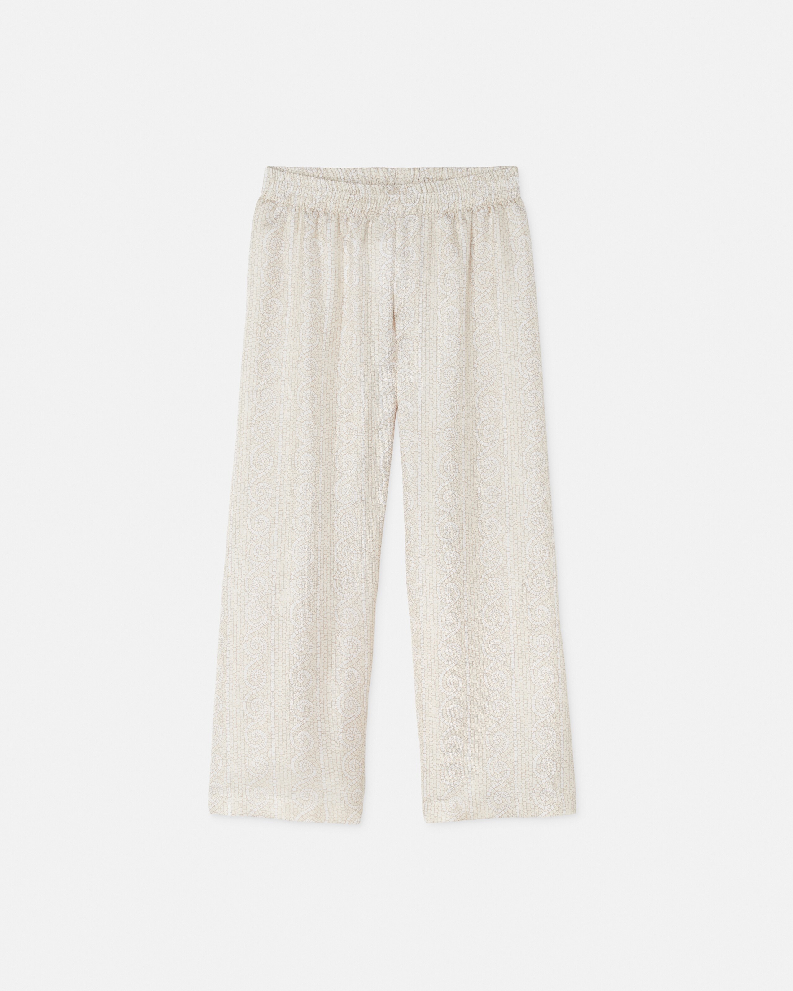 Versace Kids Printed Silk Twill Pajama-style Pants In Neutral