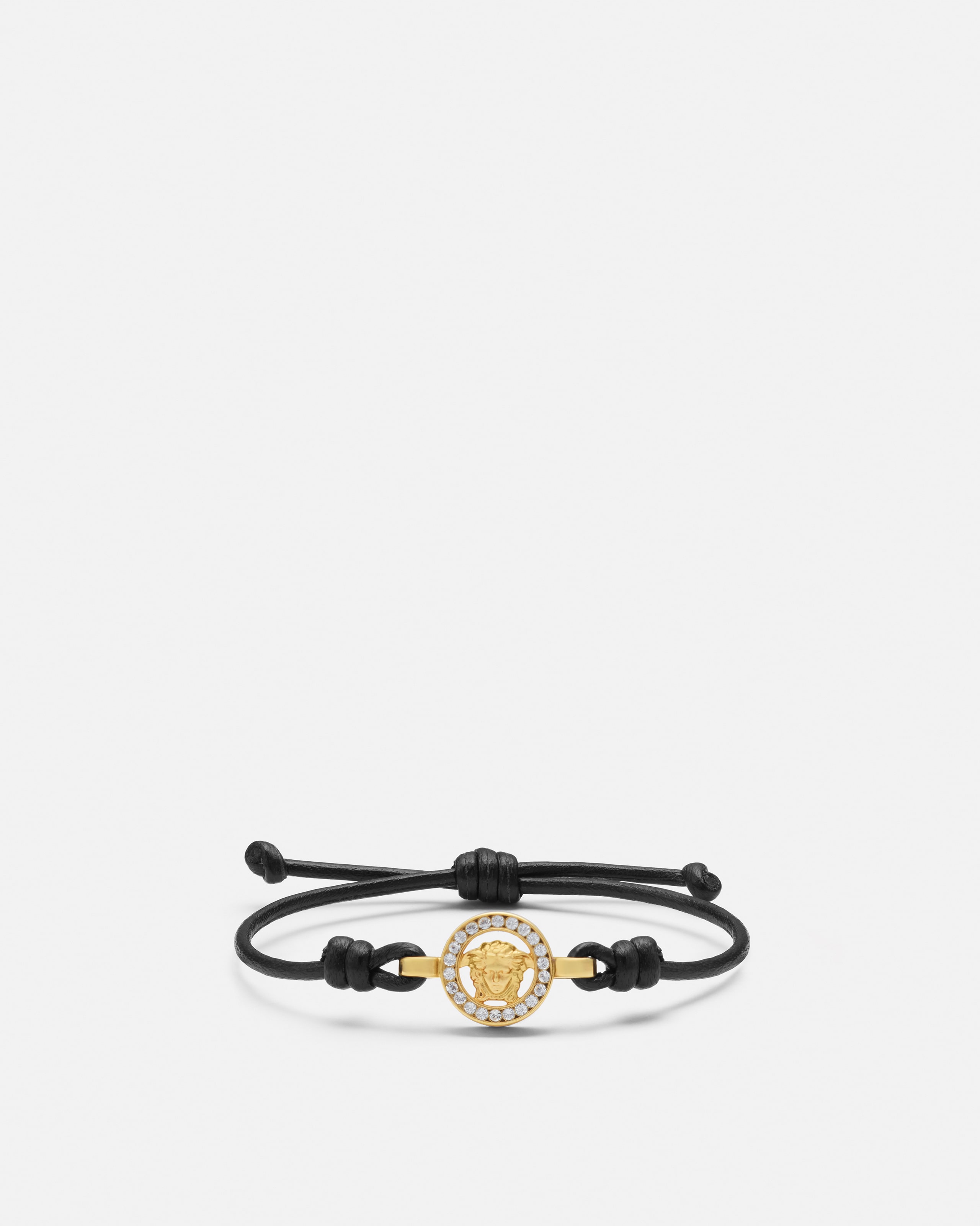 Versace Medusa '95 Crystal Leather Bracelet In Black