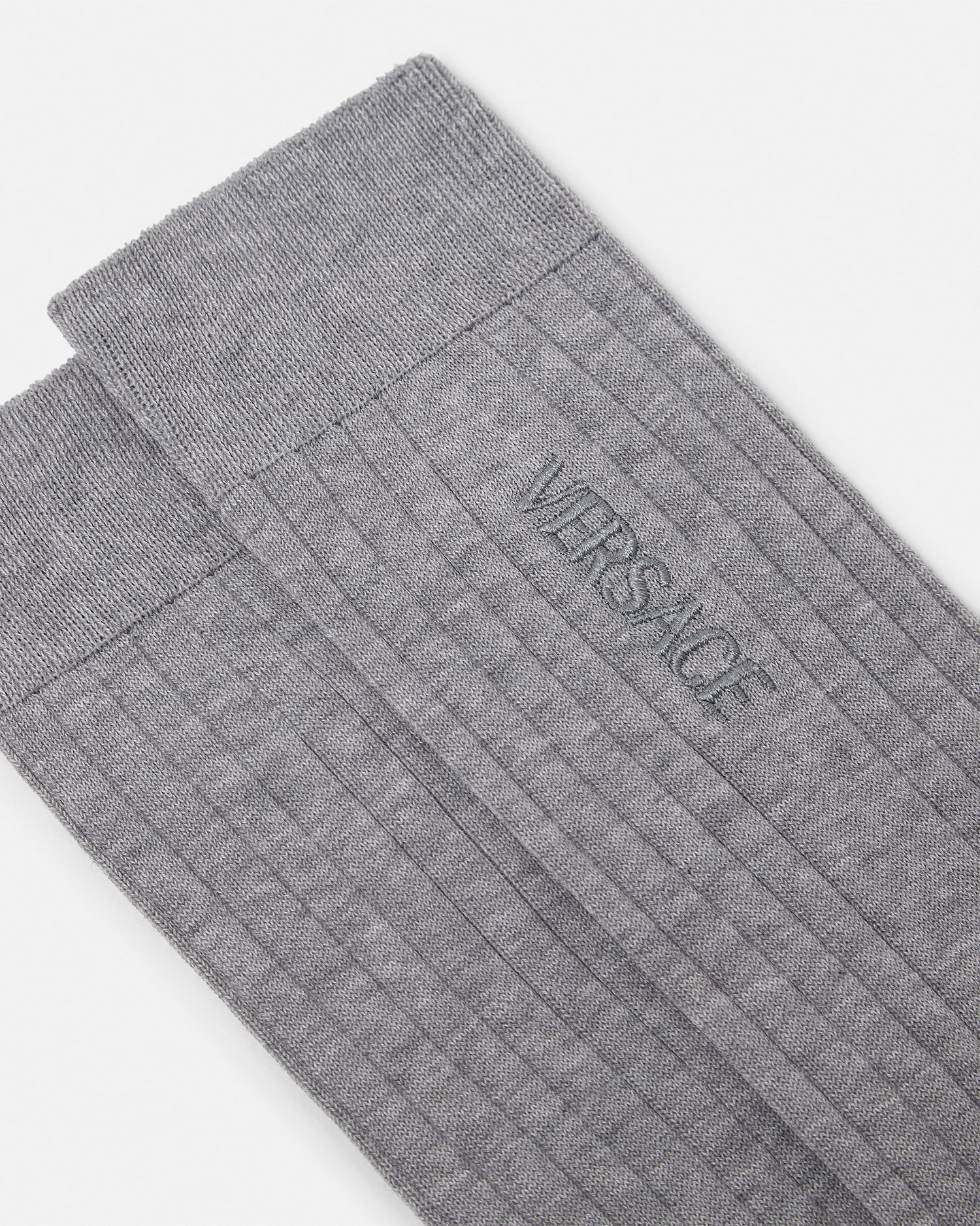 Embroidered Ribbed Logo Socks