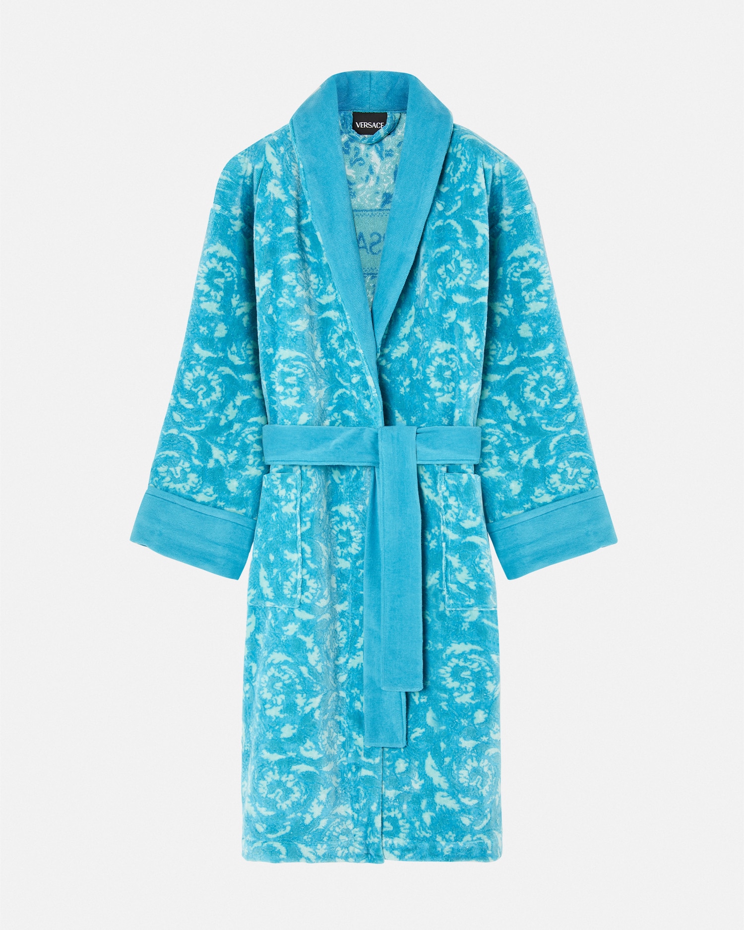Versace Barocco Bathrobe In Blue