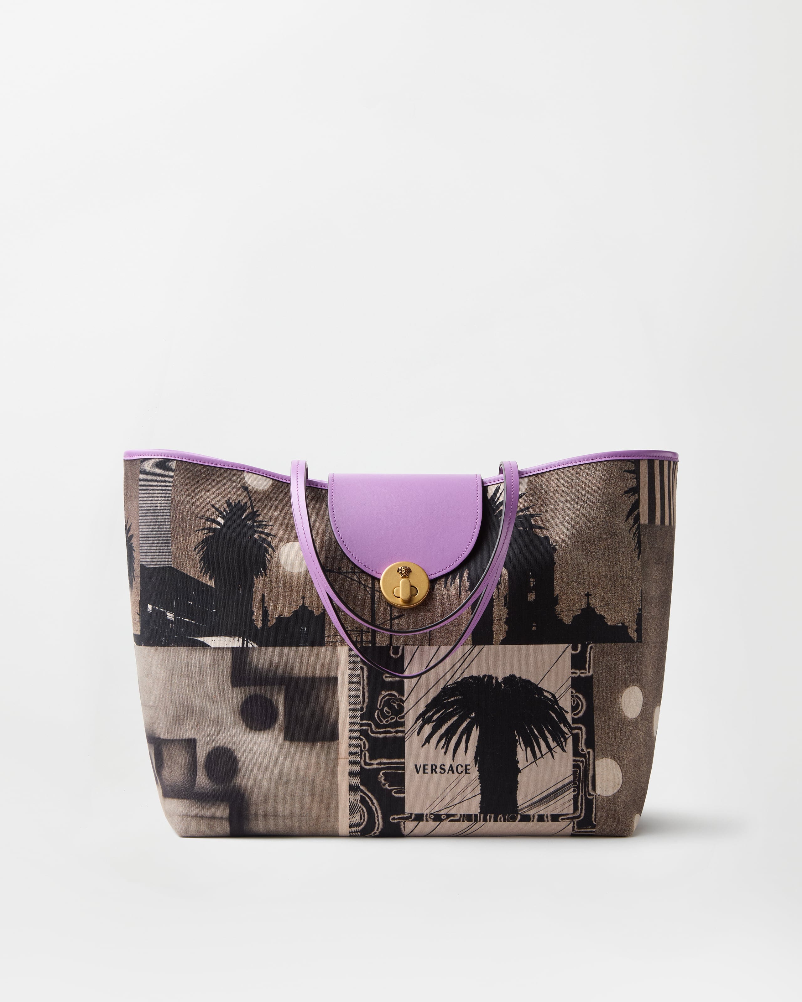 Versace Vivian Printed Large Canvas Tote In Multi