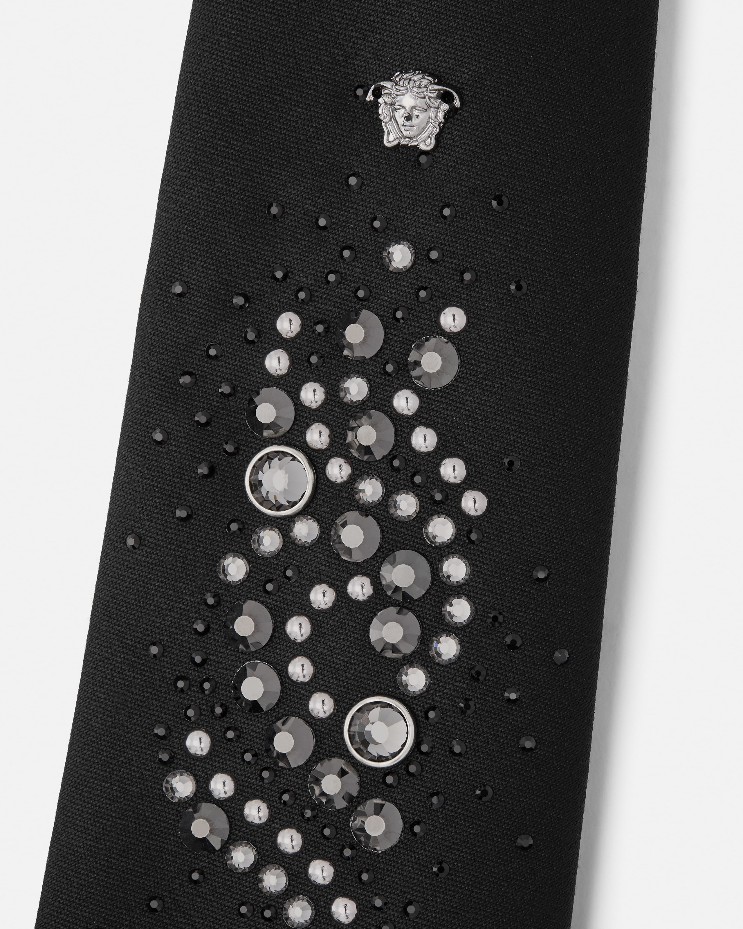 Versace Embellished Wool Tie In Black