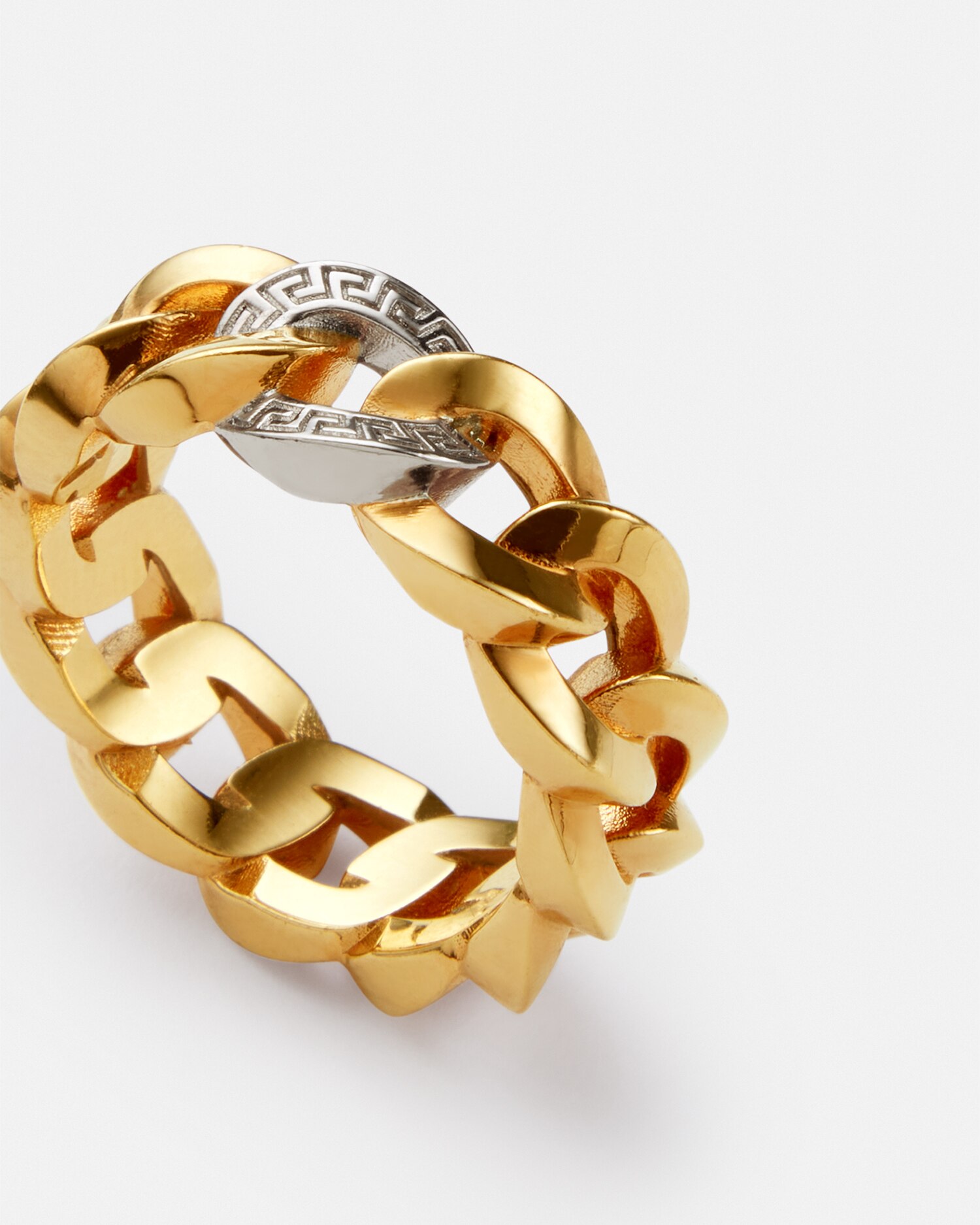 Shop Versace Medusa Chain Ring In Gold