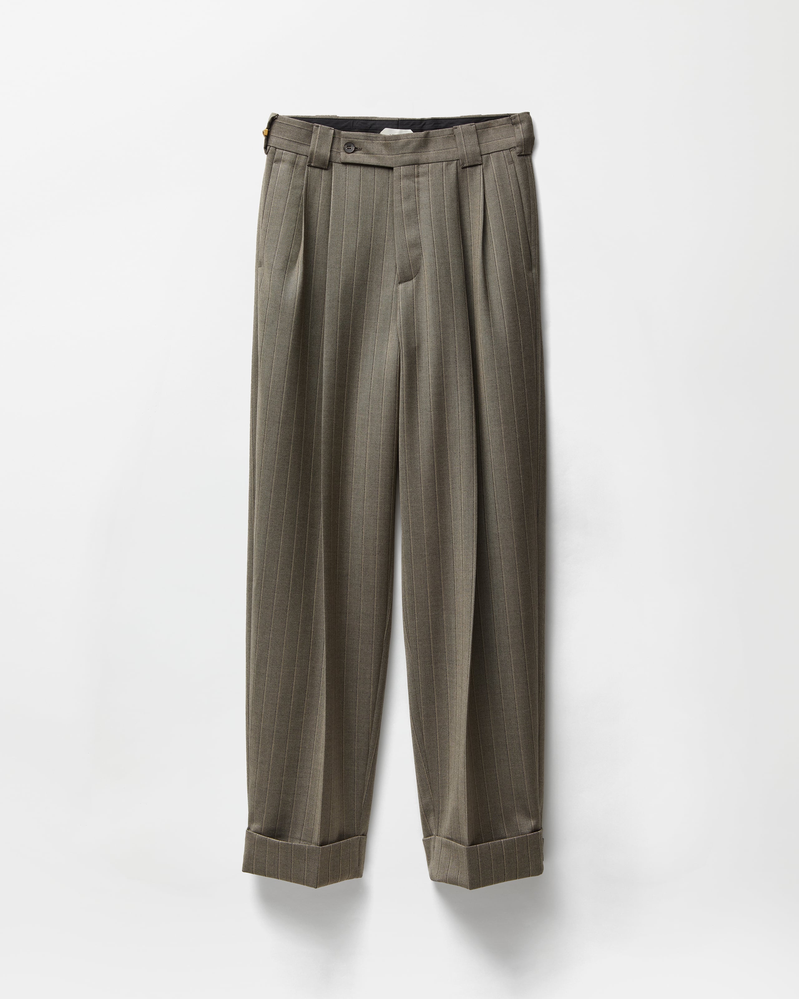 Pinstripe Wool Twill Oversized Pants Gray | VERSACE US