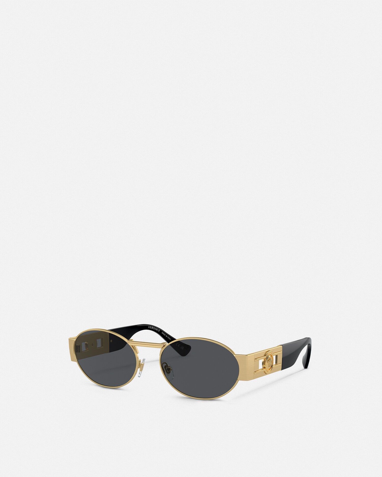 Versace Occhiali Medusa Deco Oval Sunglasses In Black+gold