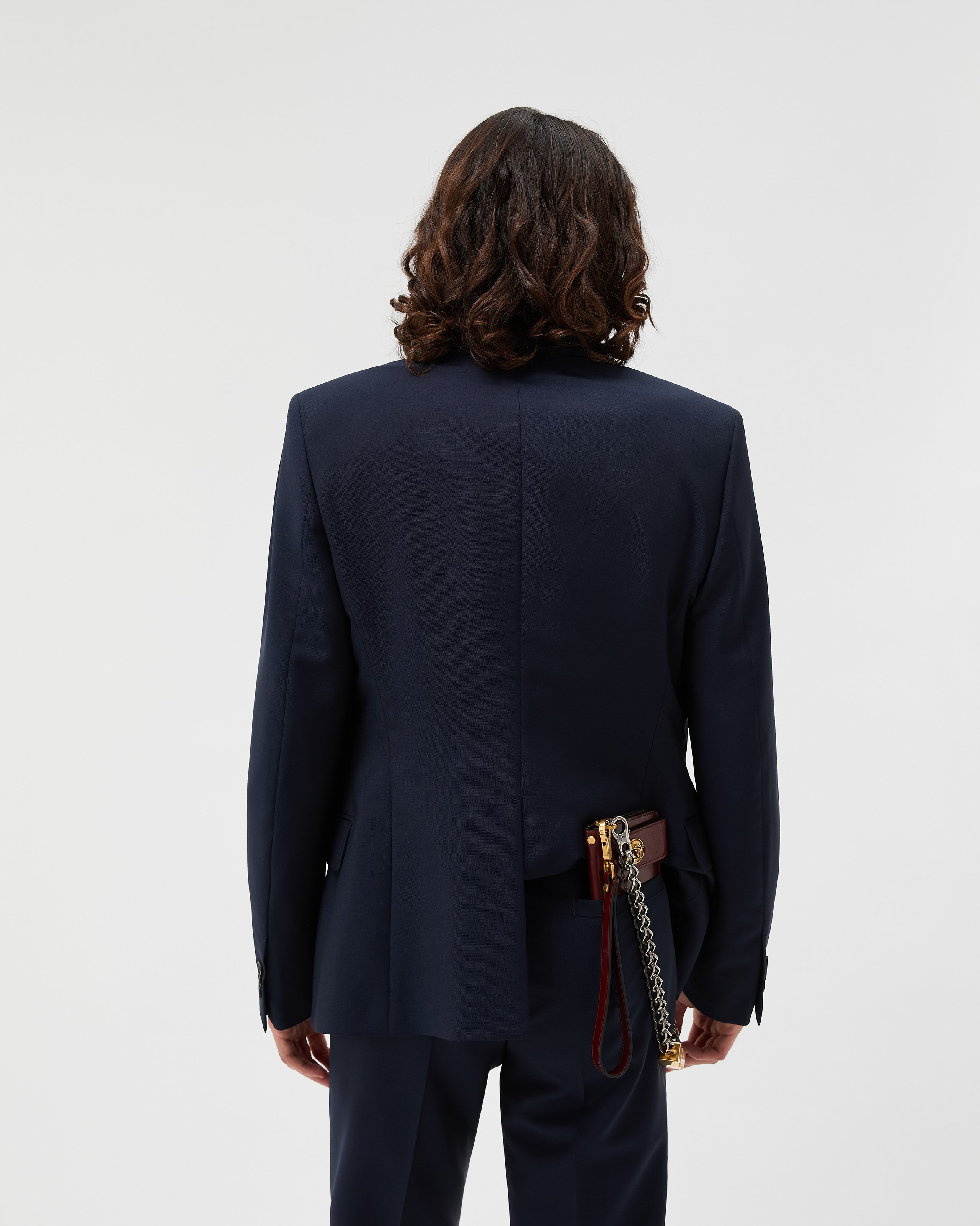 Wool-Mohair Slim Blazer Blue | VERSACE CA