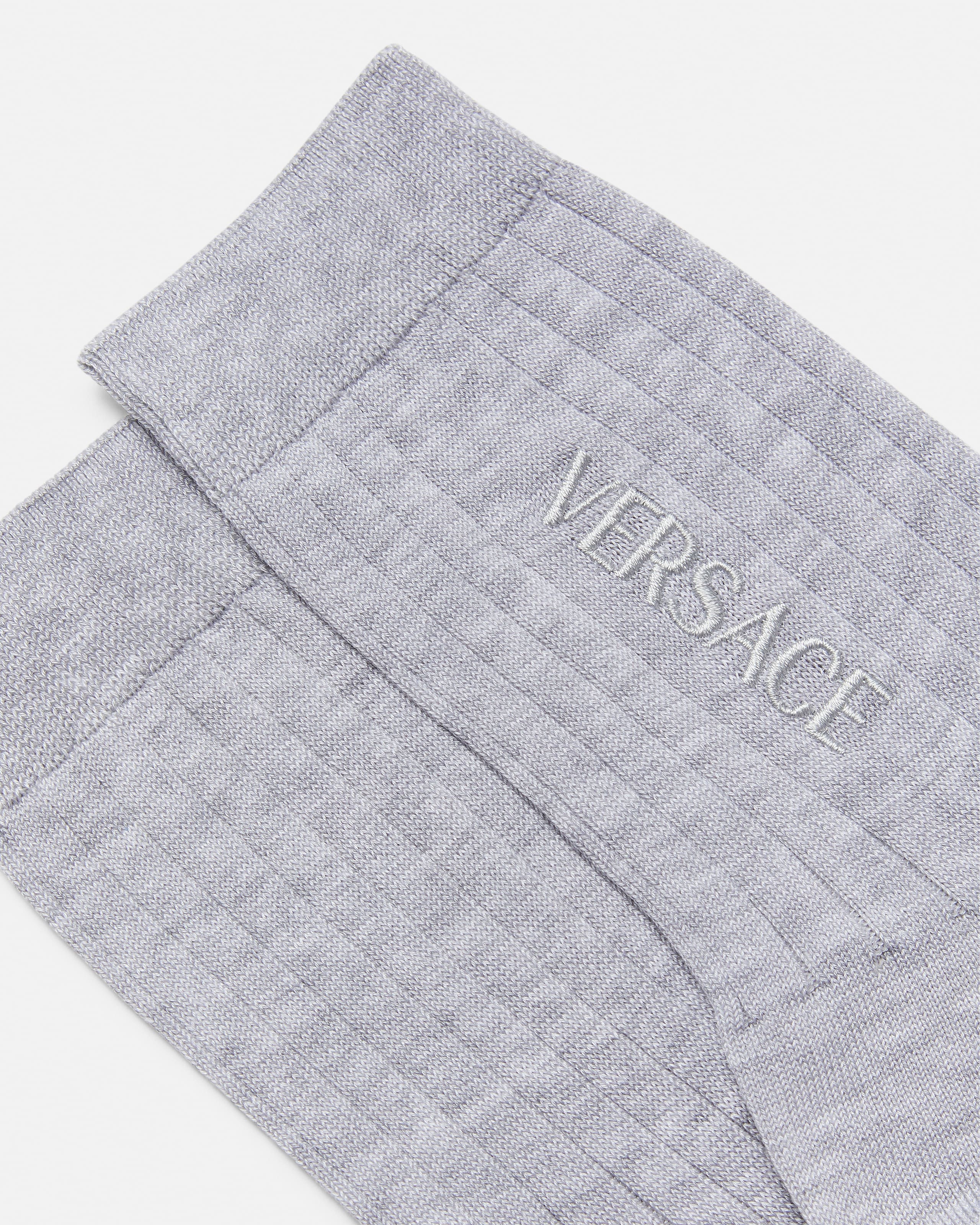 Embroidered Ribbed Cotton Socks