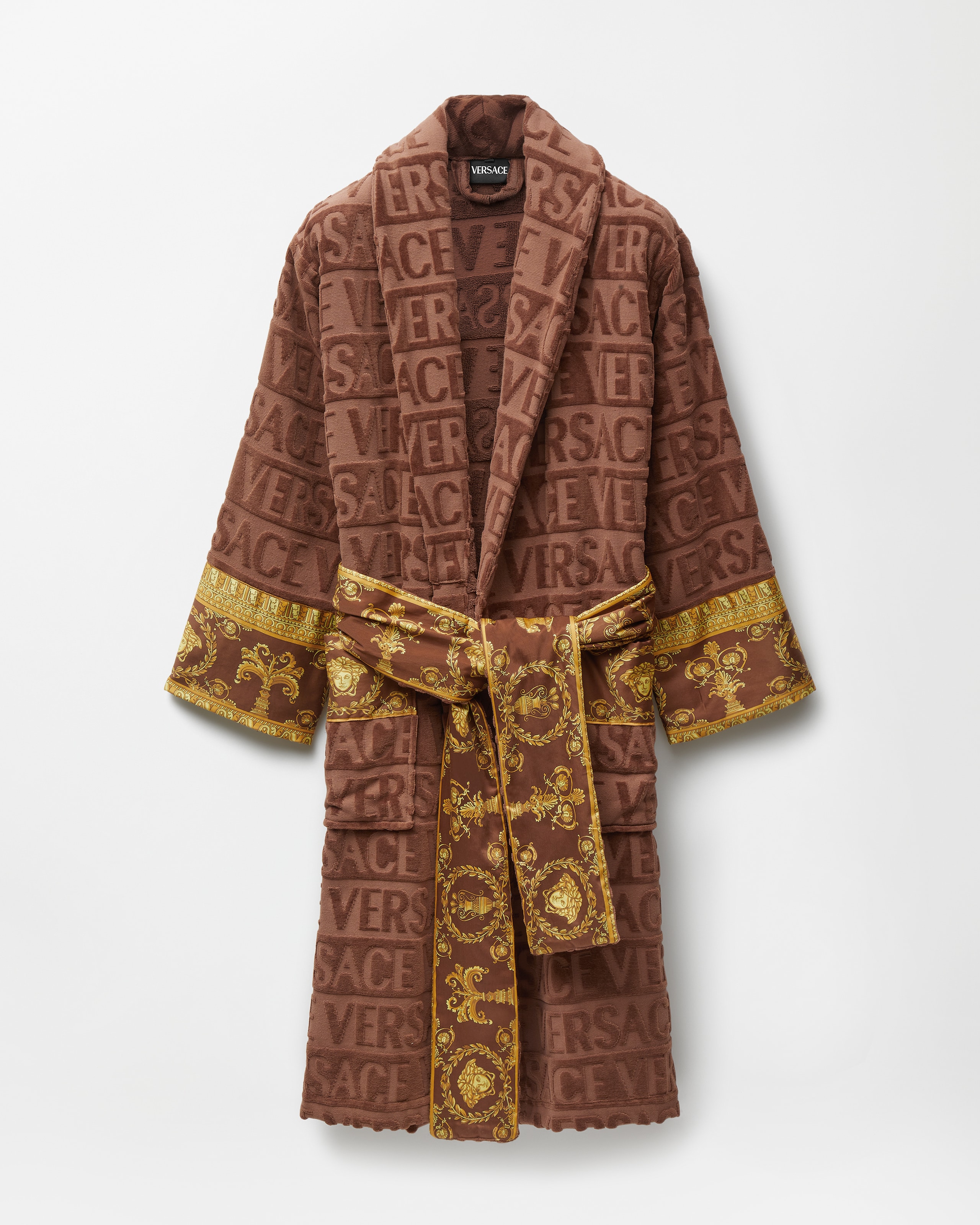 Versace I ♡ Baroque Bathrobe In Brown