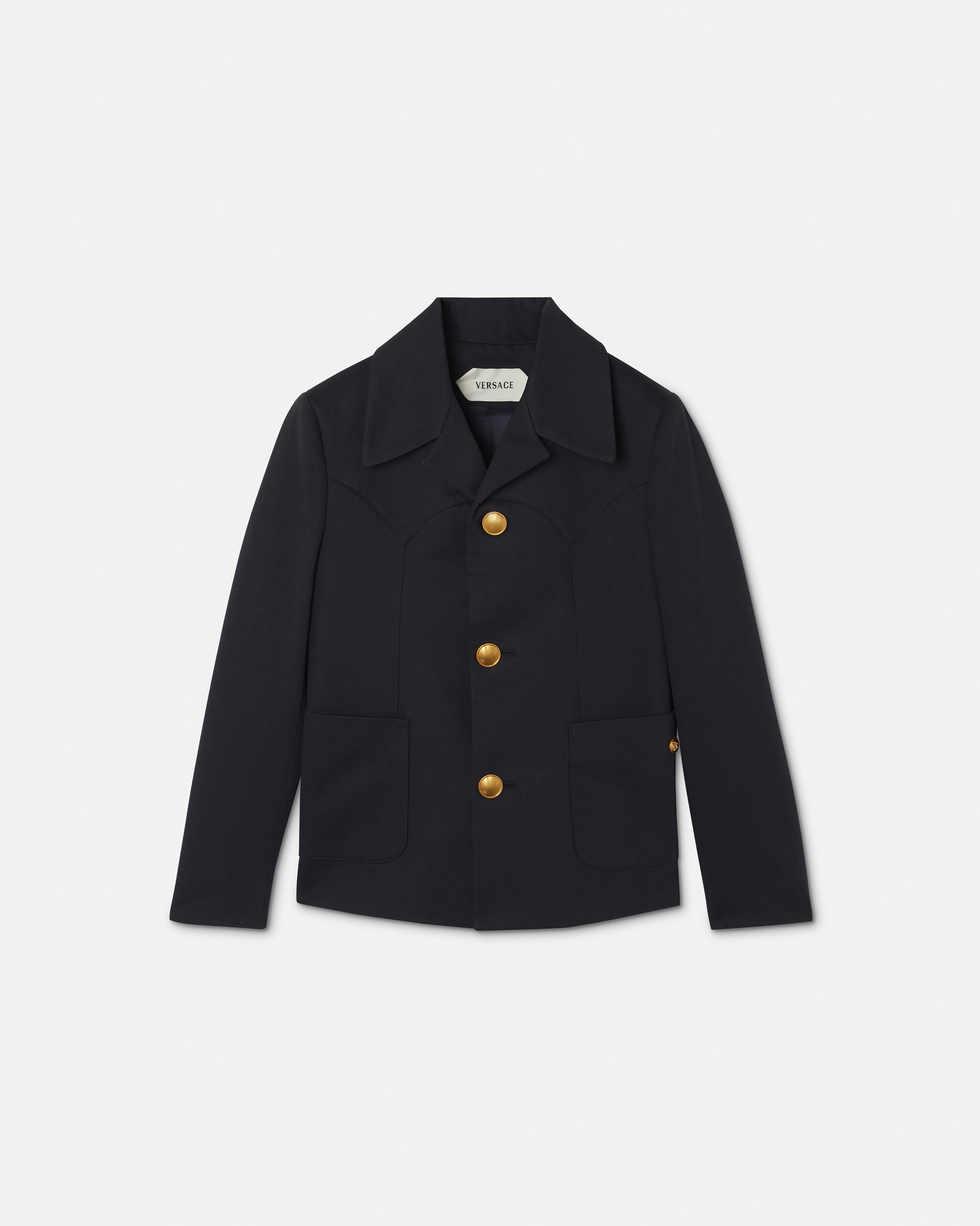 Versace Blazer En Gabardine De Coton Kids In Blue