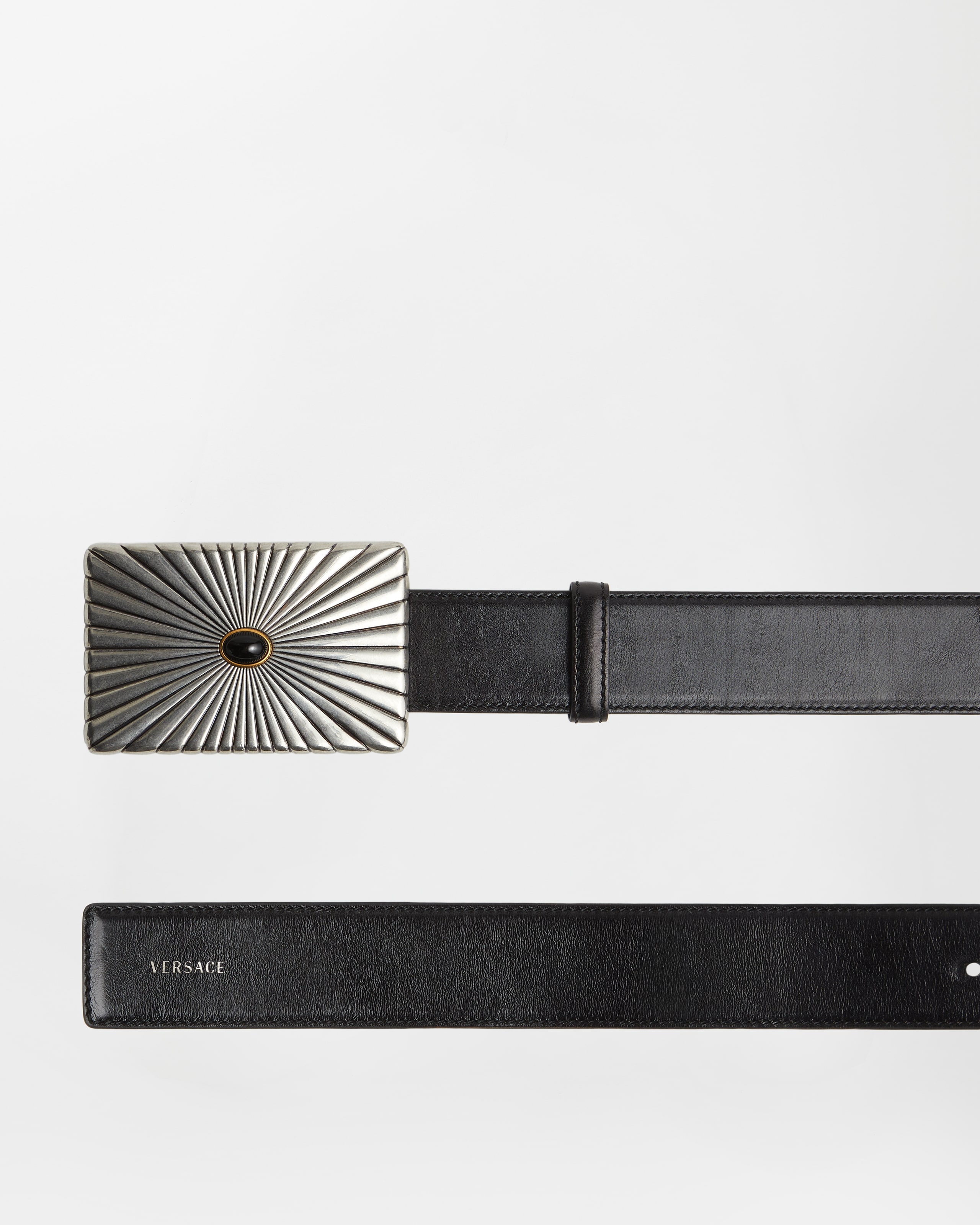 Leather Belt 4 cm Black | VERSACE US