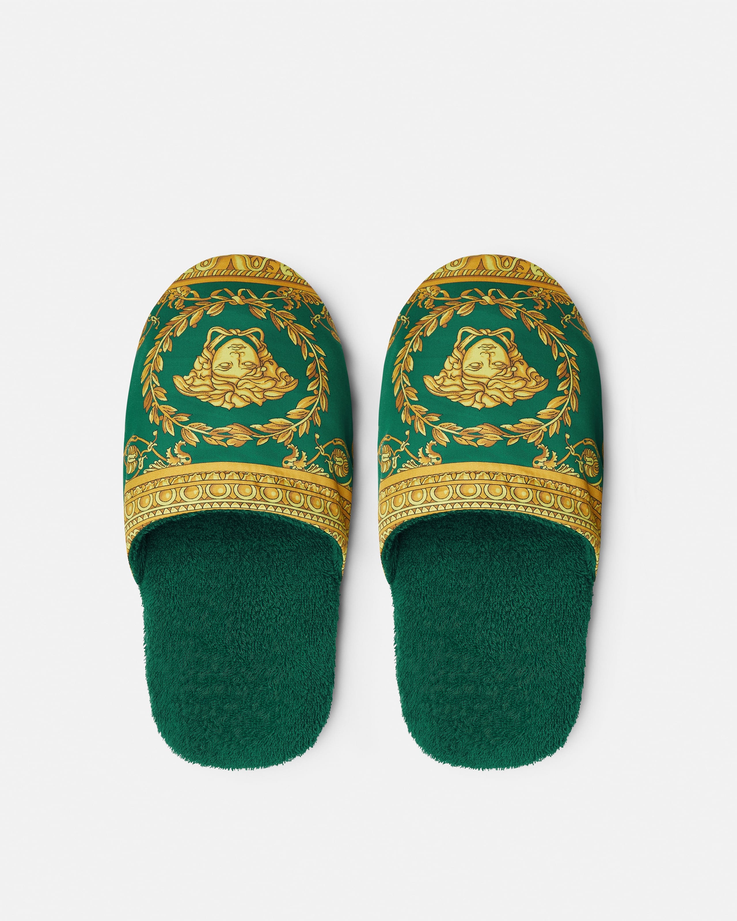 I ♡ Baroque Slippers Green | VERSACE US