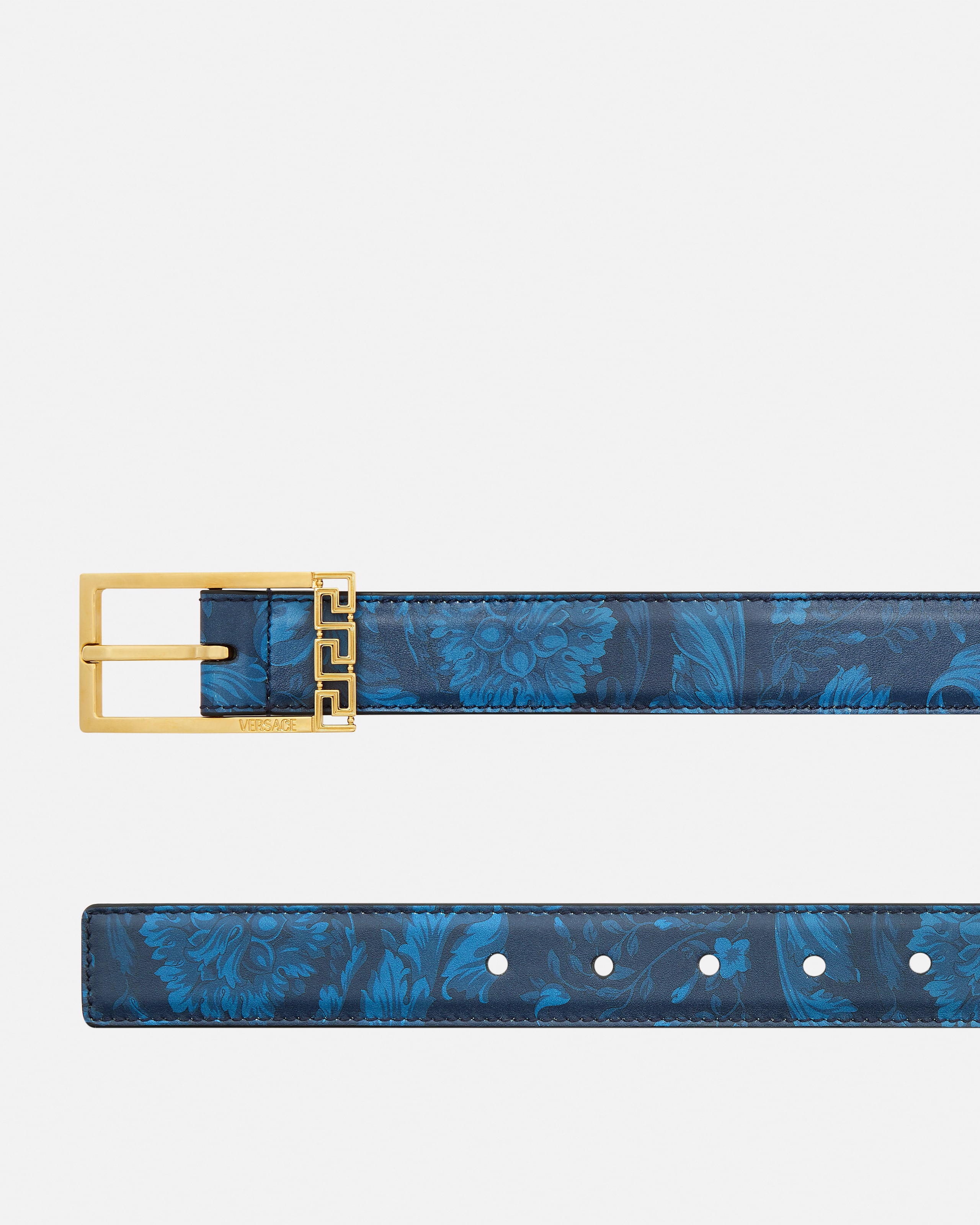 Greca Printed Leather Belt 1.2"