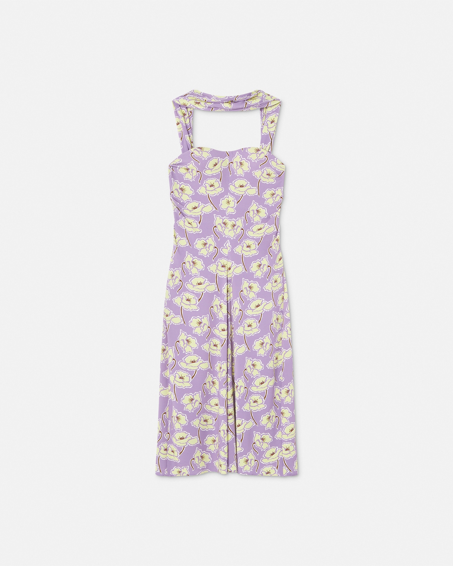 Versace Robe Mi-longue Poppies À Col Drapé In Multi