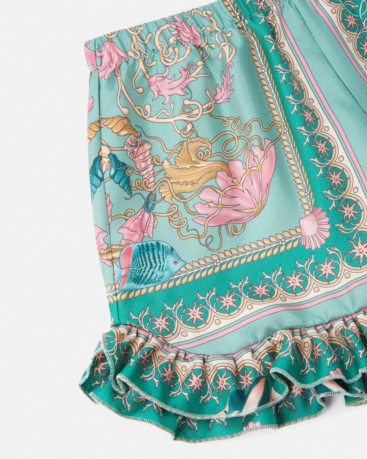Underwater Barocco Ruffled Silk Kids Shorts