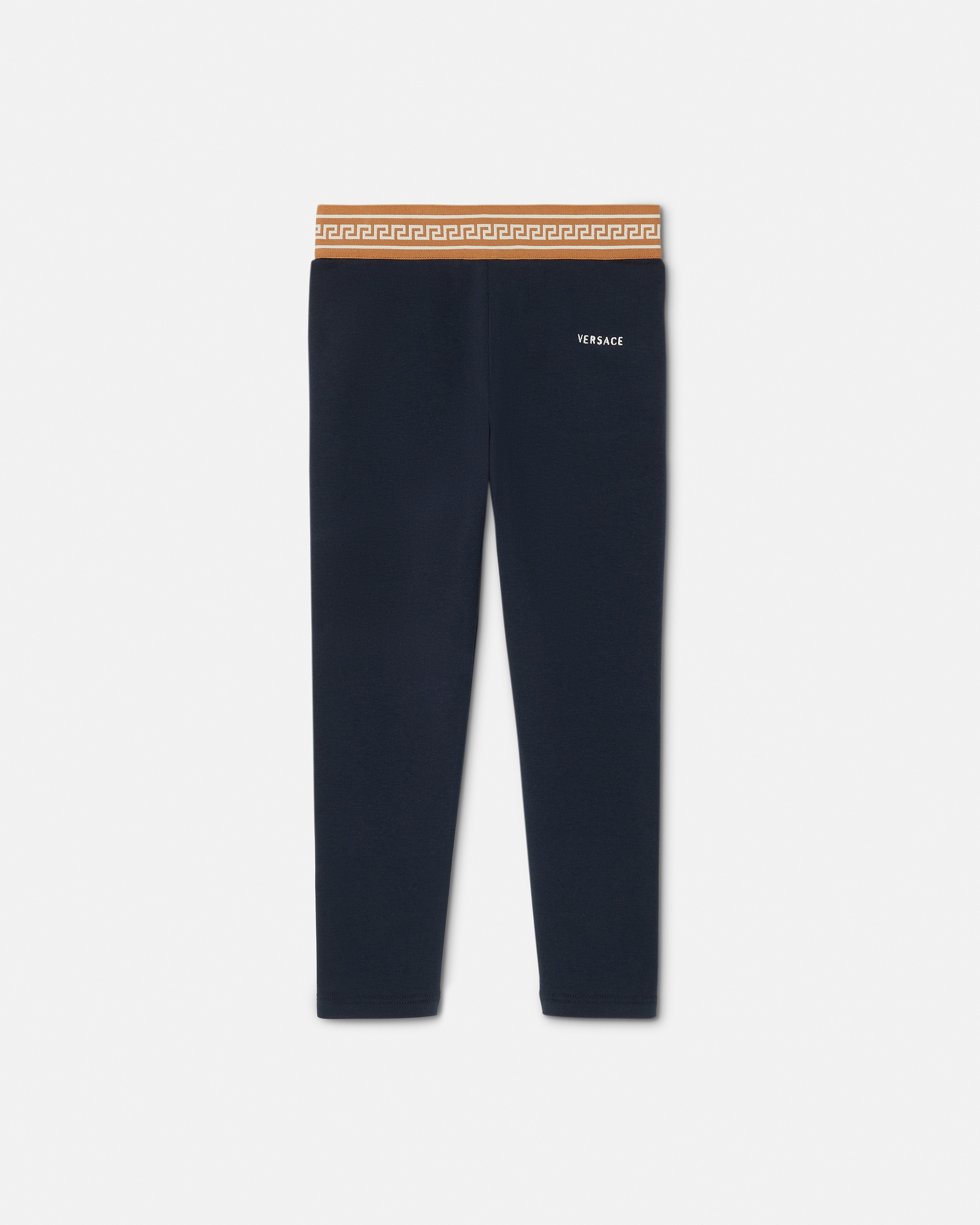 Versace Baby Jacquard Stretch Cotton-jersey Leggings In Blue