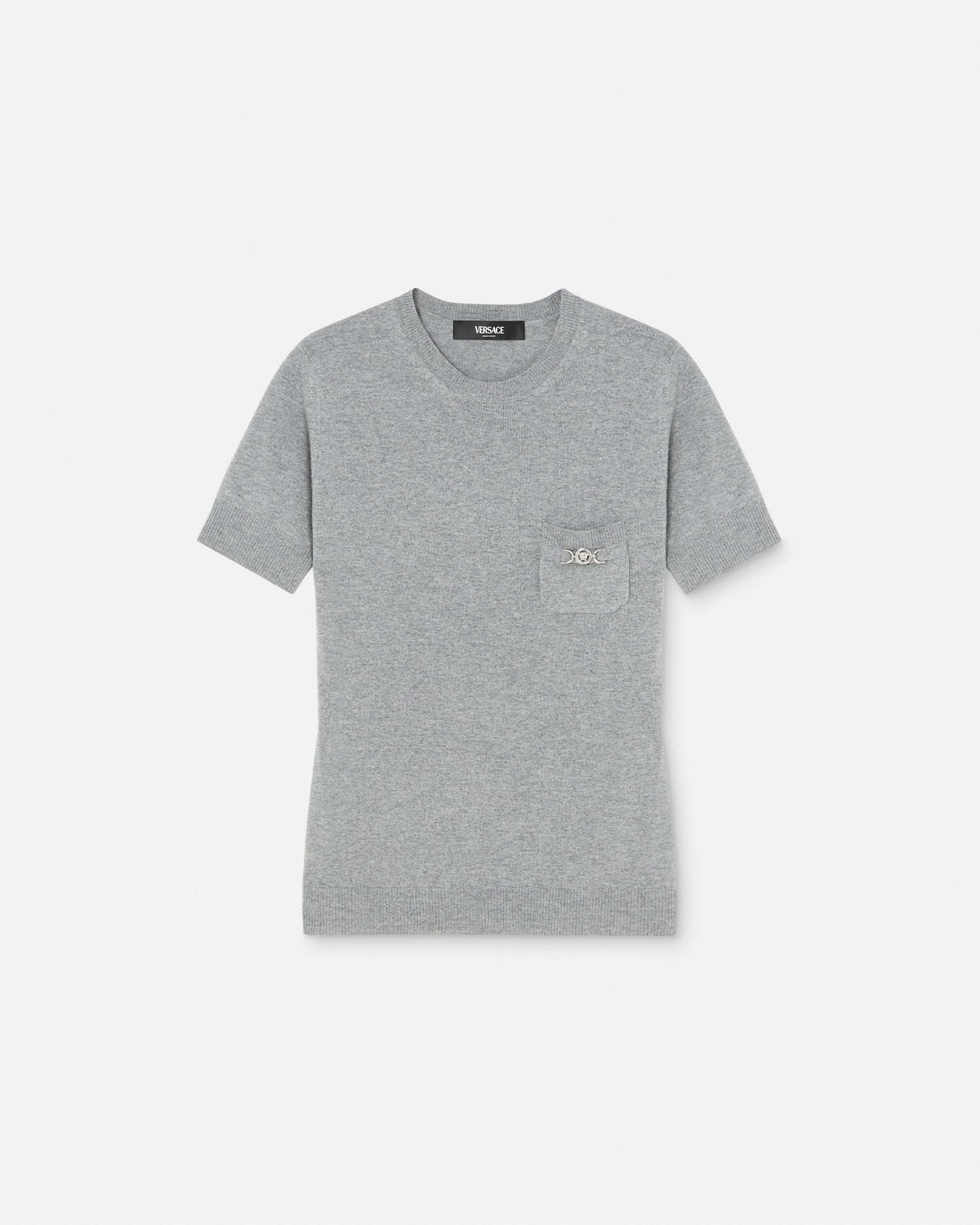 Versace Melange Grey Wool Blend Sweater In Gray